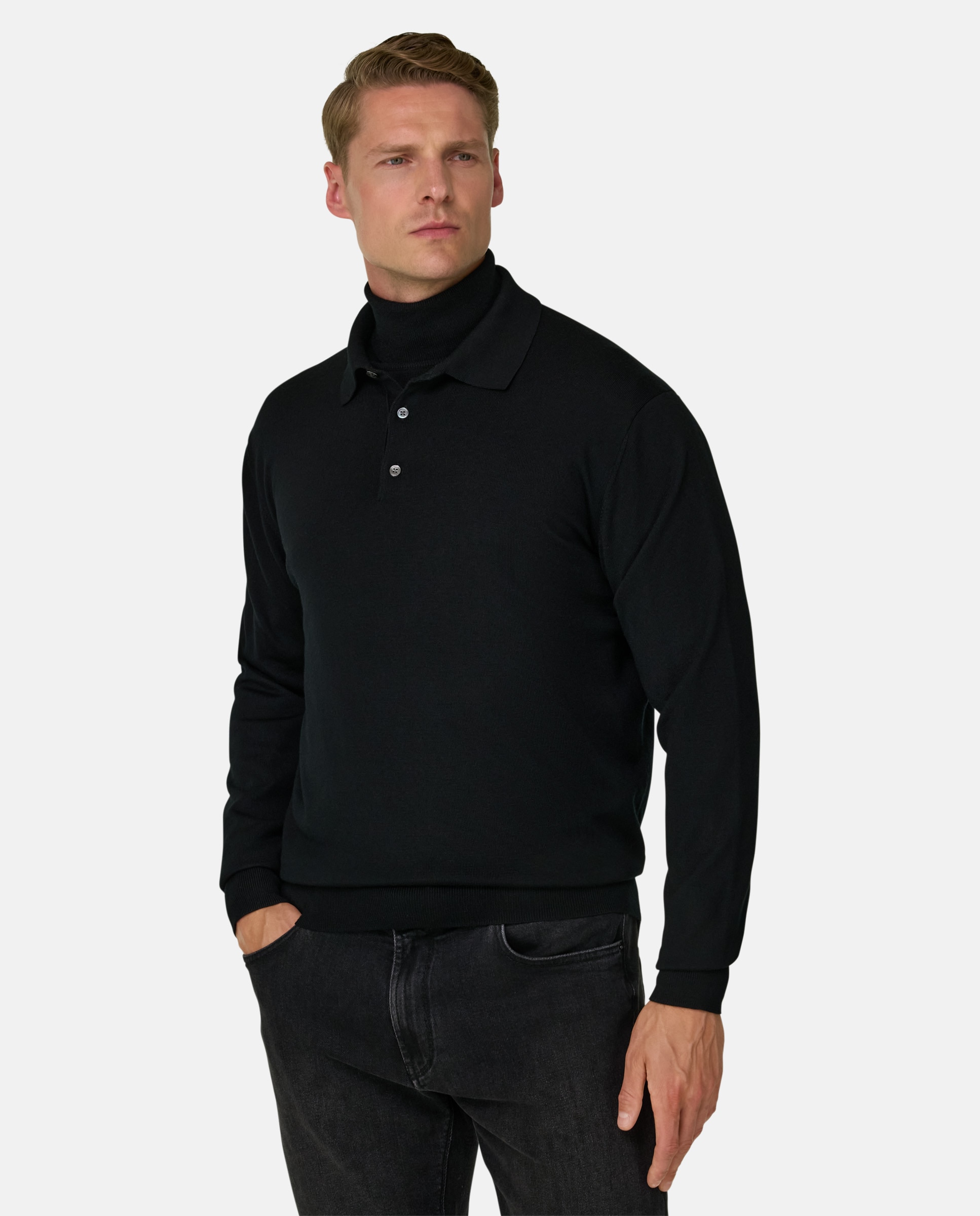 Polo de punto en merino - Boggi Milano - Negro Negro-1