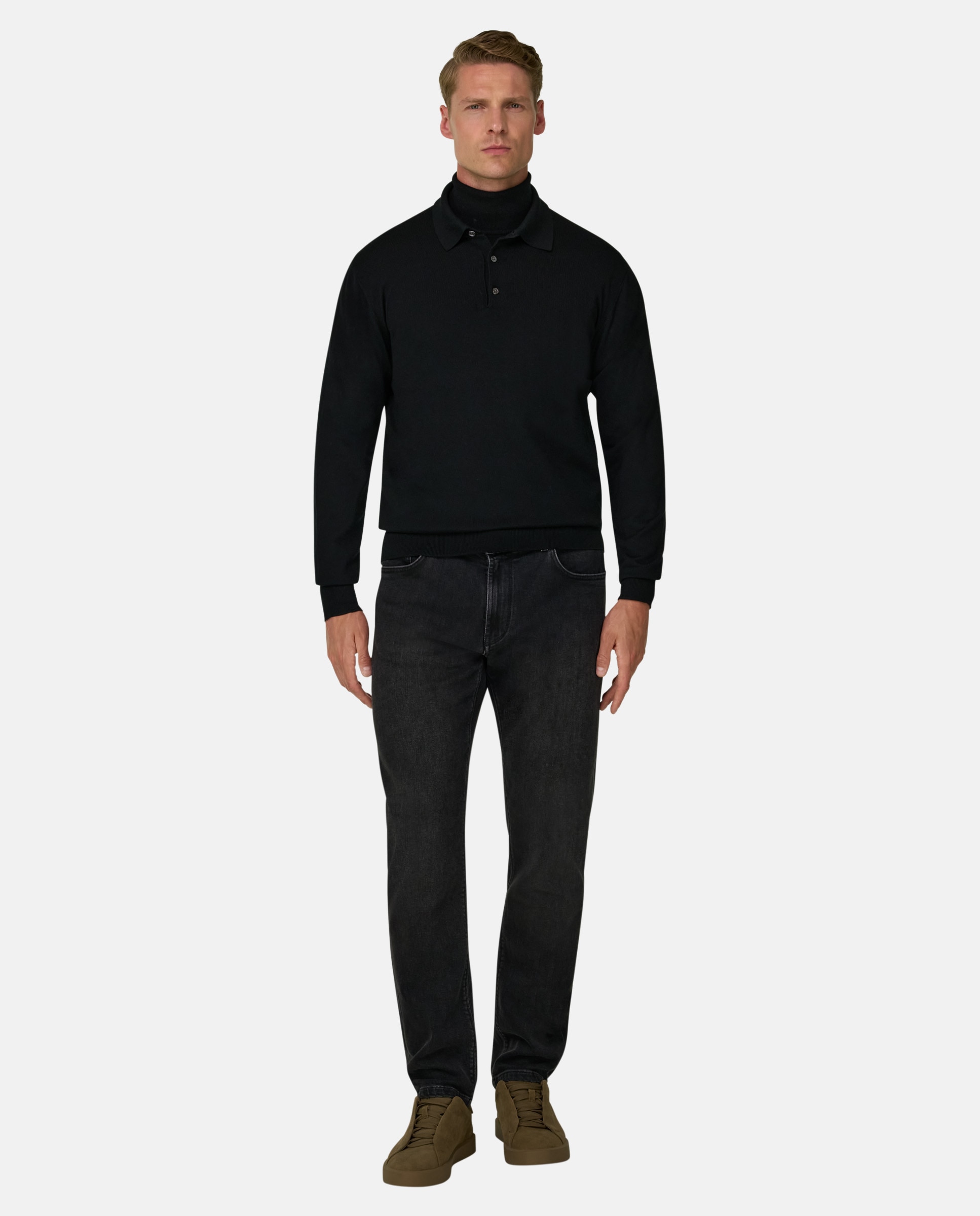 Polo de punto en merino - Boggi Milano - Negro Negro-2
