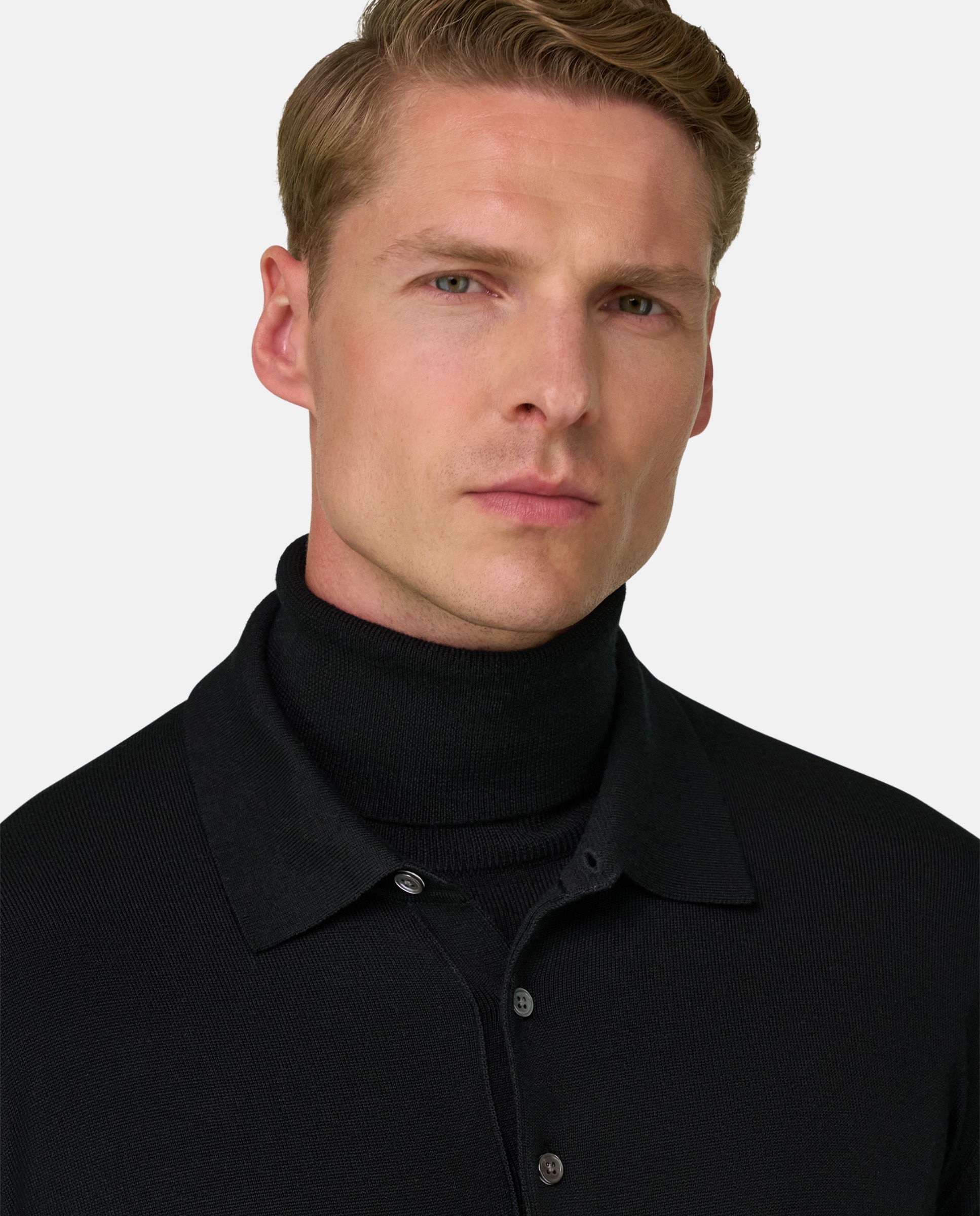 Polo de punto en merino - Boggi Milano - Negro Negro-4