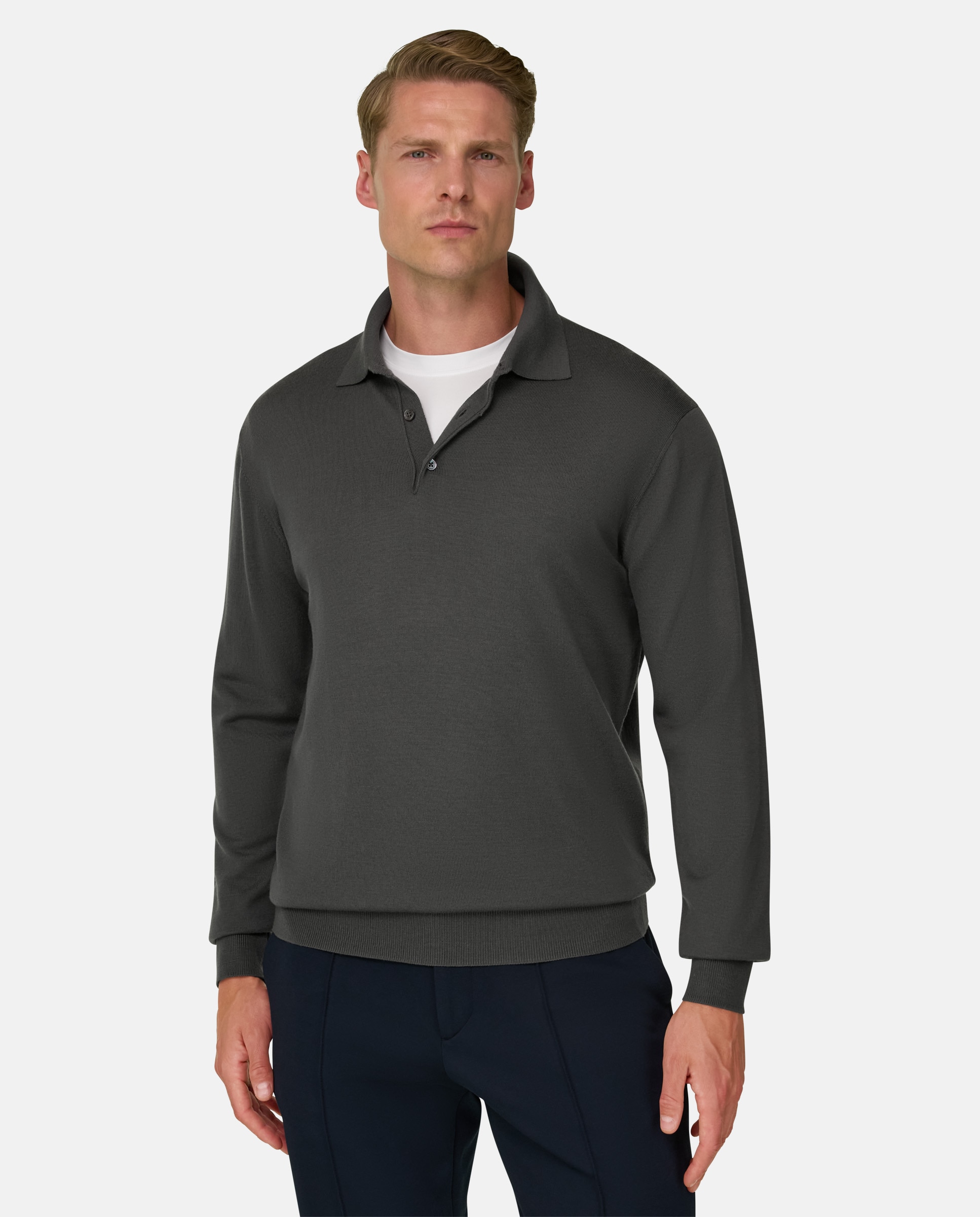 Polo de punto en merino - Boggi Milano - Verde militar Verde militar-1