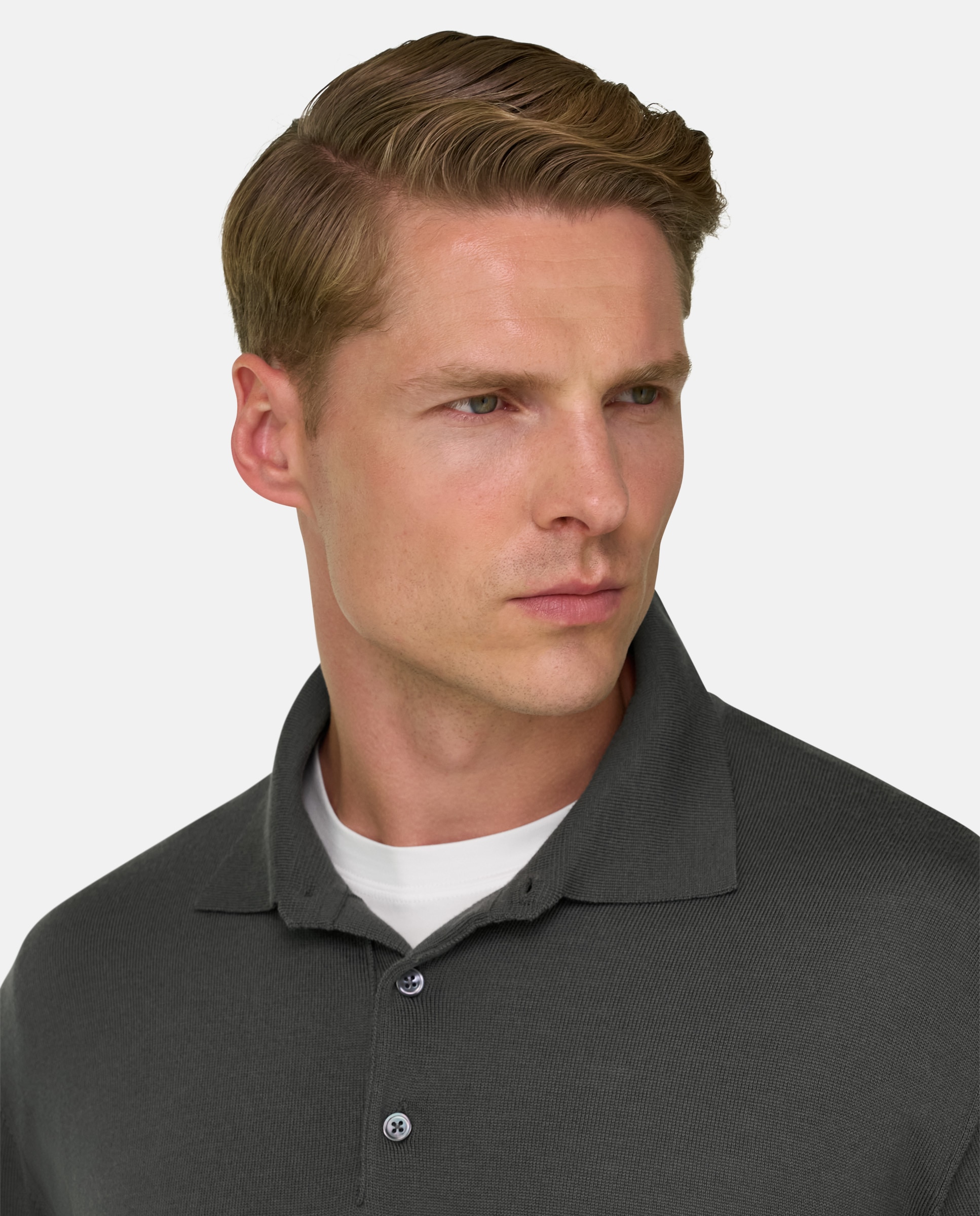 Polo de punto en merino - Boggi Milano - Verde militar Verde militar-4