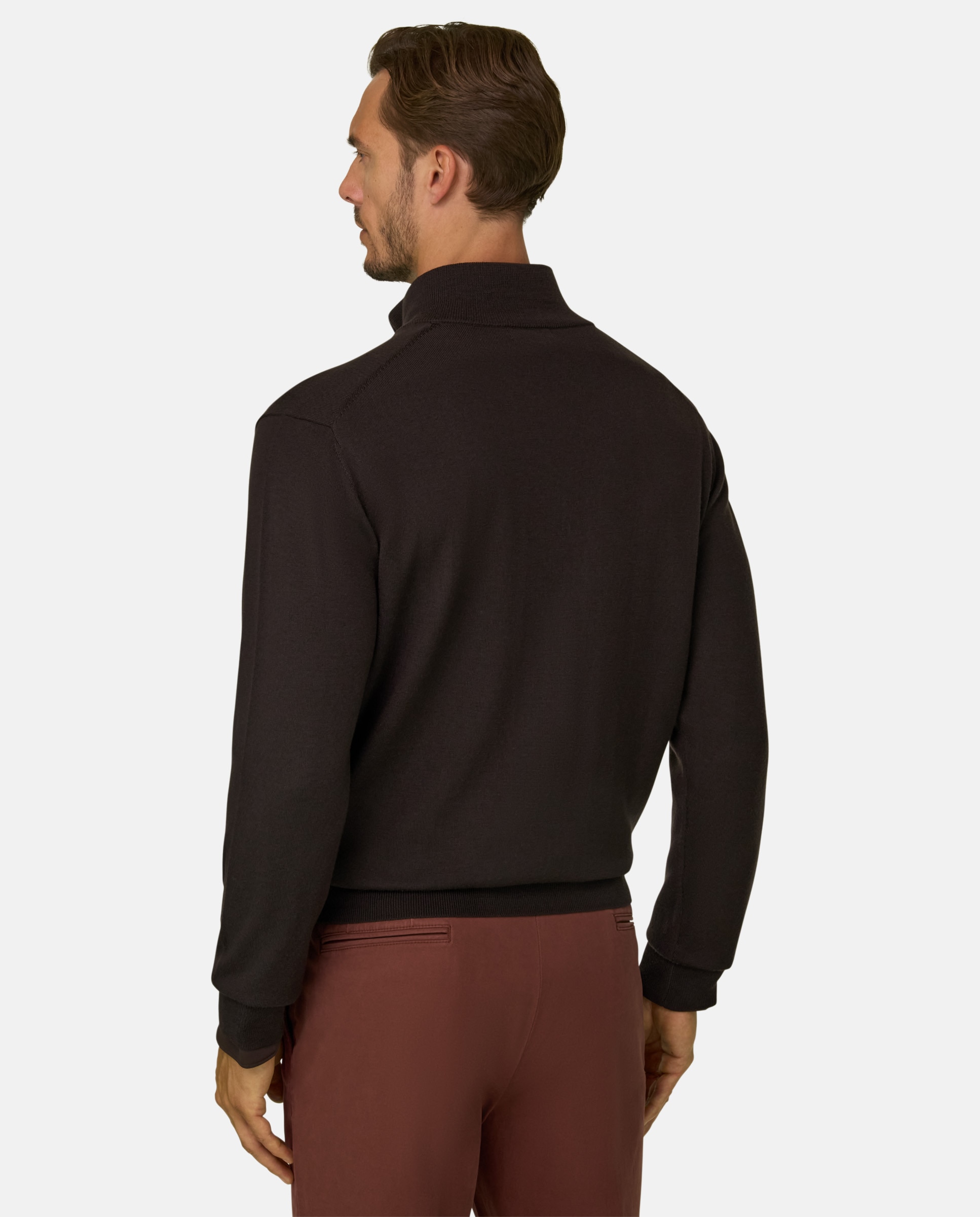 Jersey con media cremallera en lana merino extrafina - Boggi Milano - Marrón oscuro Marrón oscuro-3