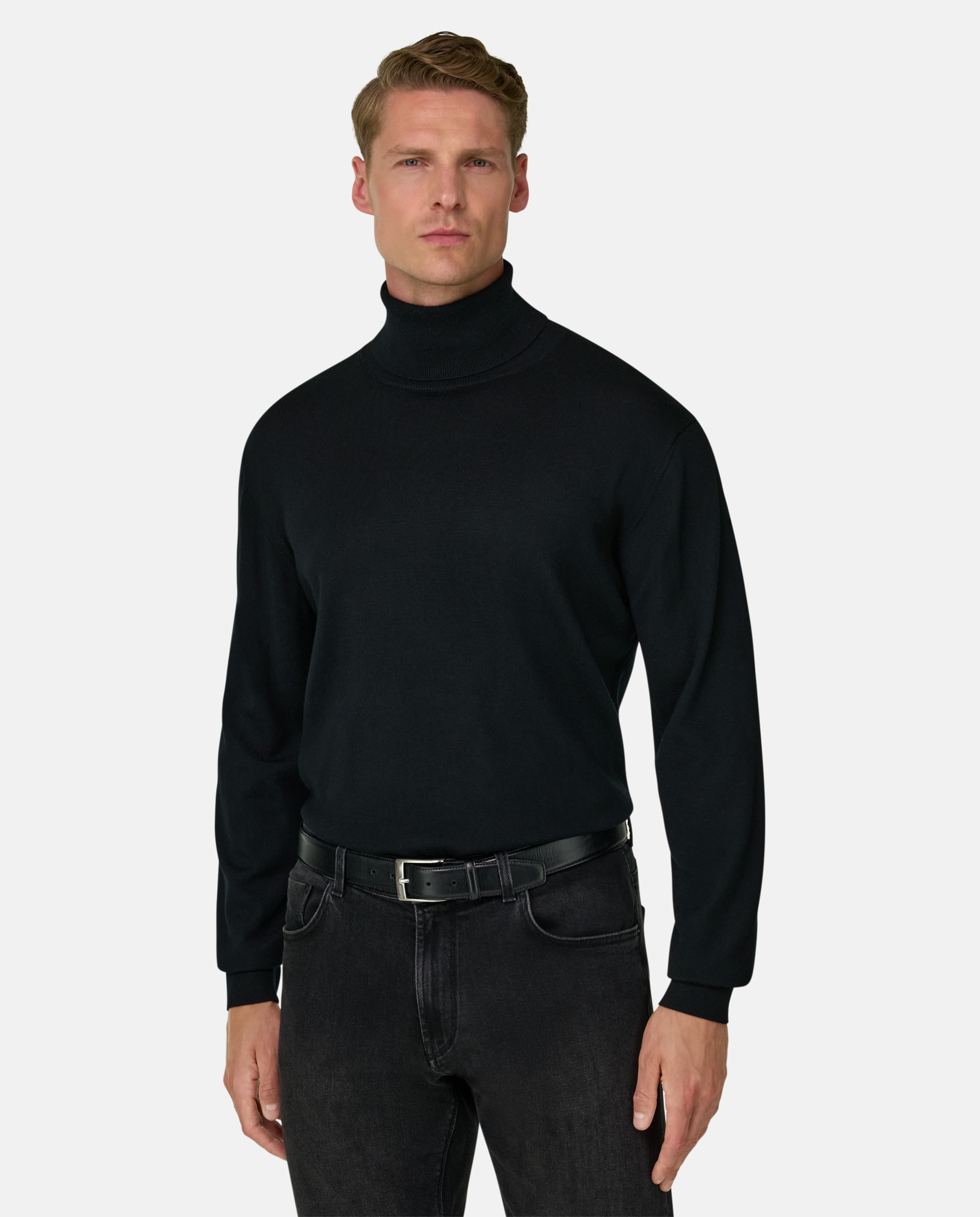 Jersey con cuello alto de lana merino extrafina - Boggi Milano - Negro Negro-1