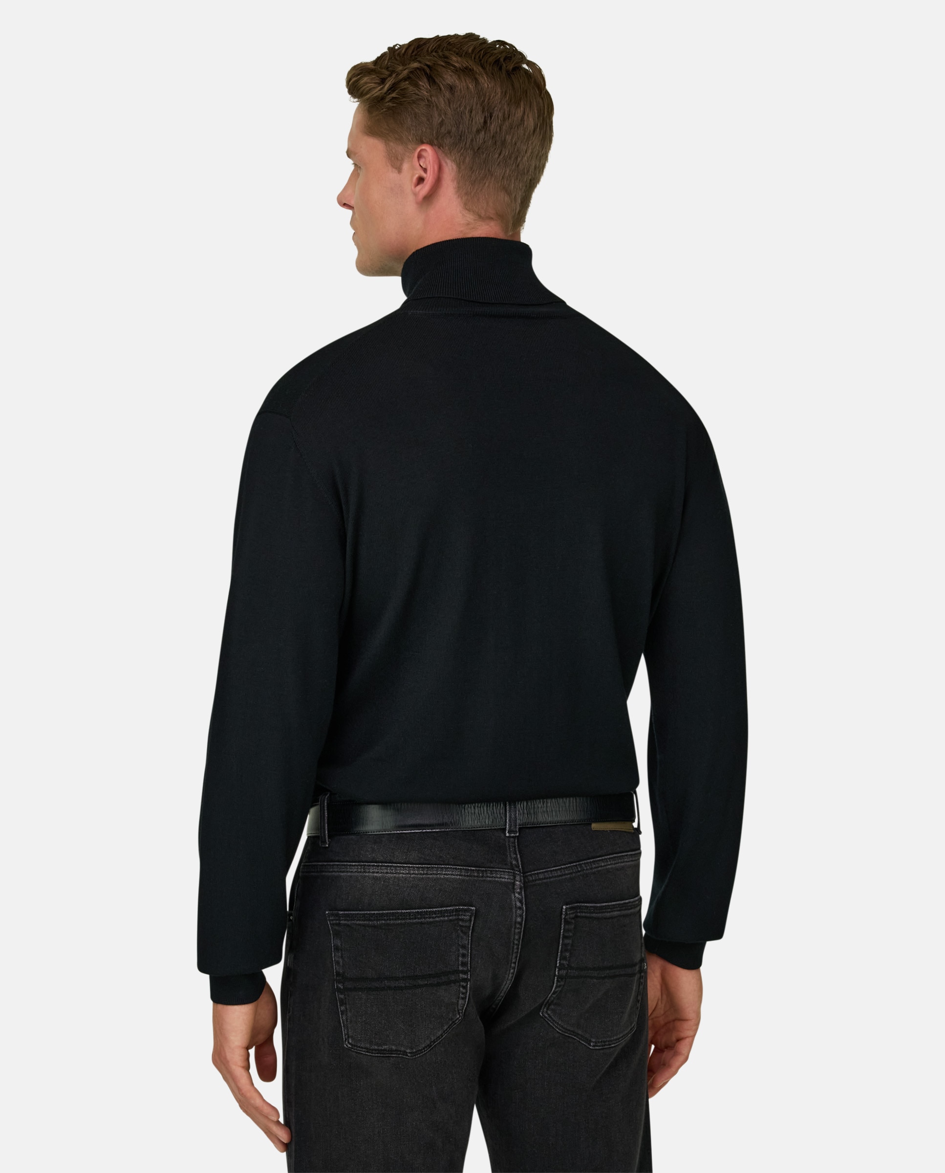 Jersey con cuello alto de lana merino extrafina - Boggi Milano - Negro Negro-3