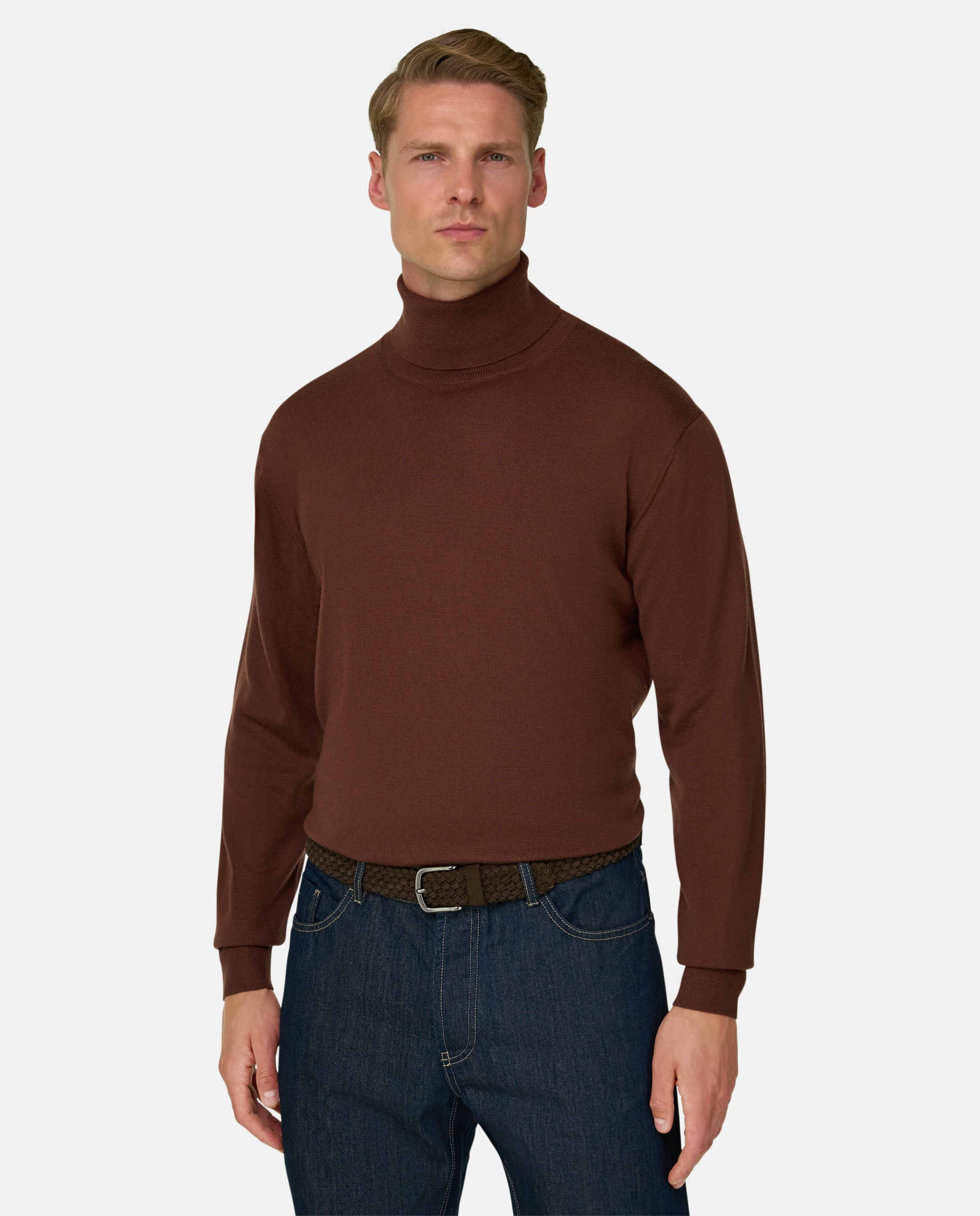 Imagen 0 de Jersey con cuello alto de lana merino extrafina Naranja fuerte