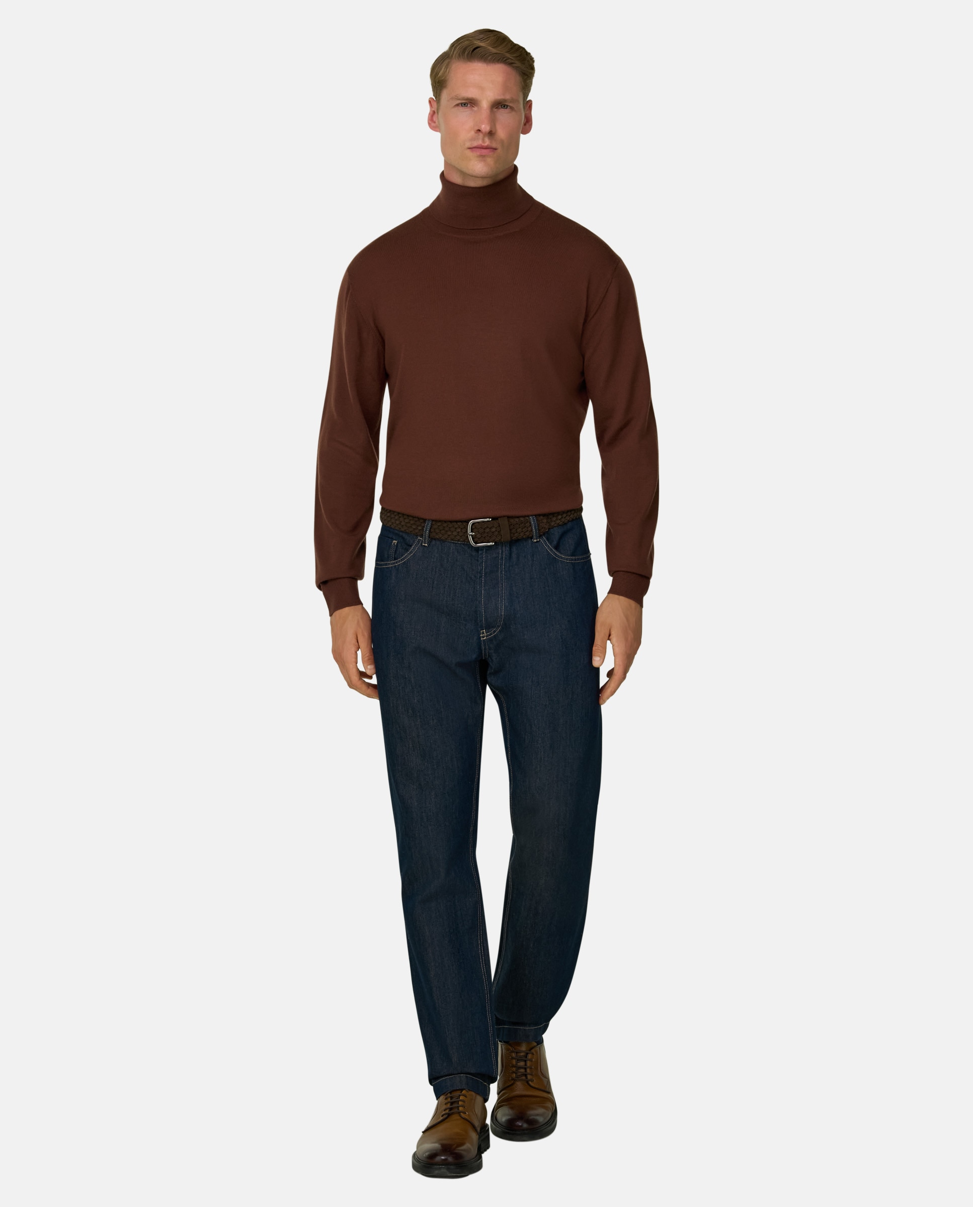 Jersey con cuello alto de lana merino extrafina - Boggi Milano - Naranja fuerte Naranja fuerte-2