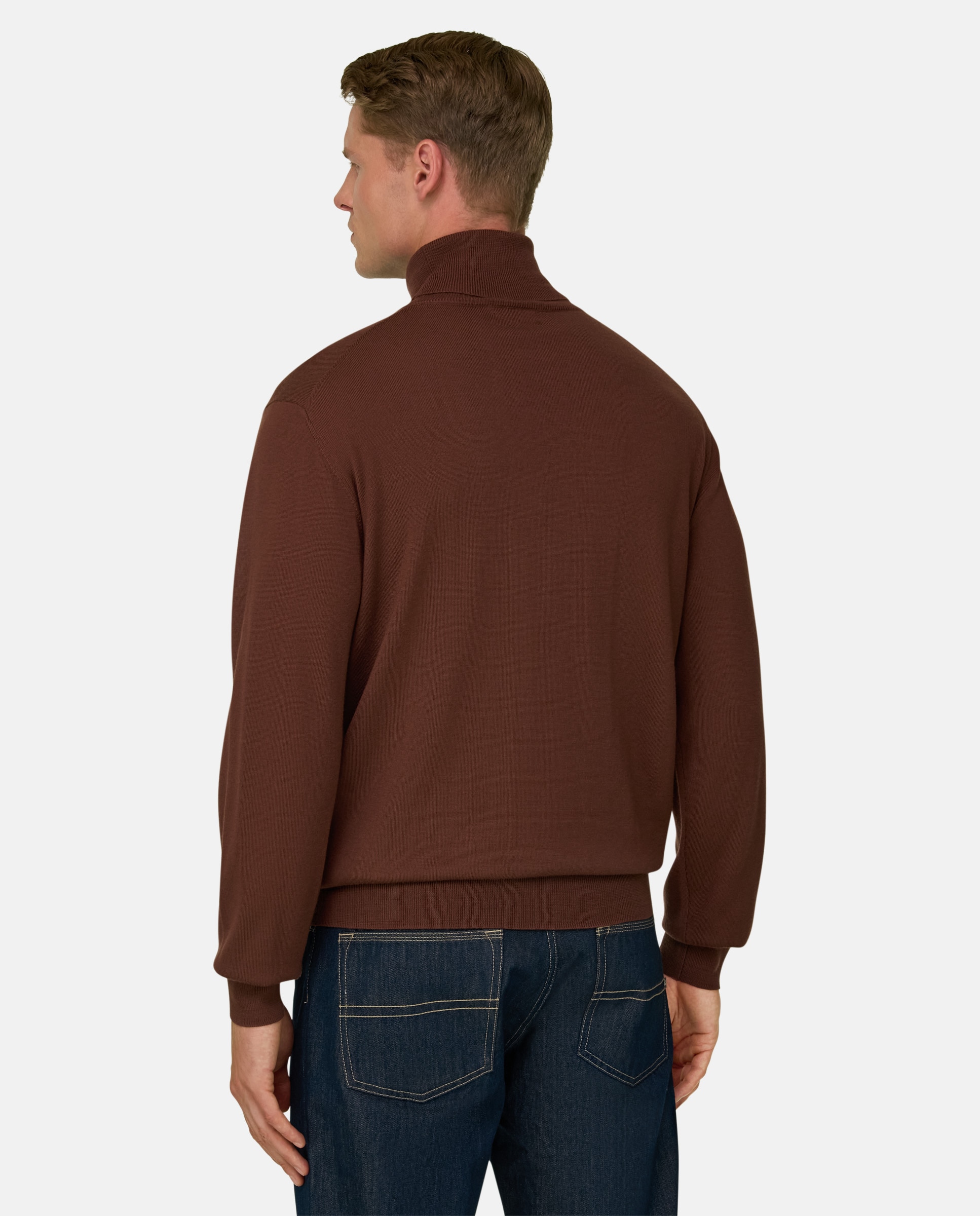 Jersey con cuello alto de lana merino extrafina - Boggi Milano - Naranja fuerte Naranja fuerte-3