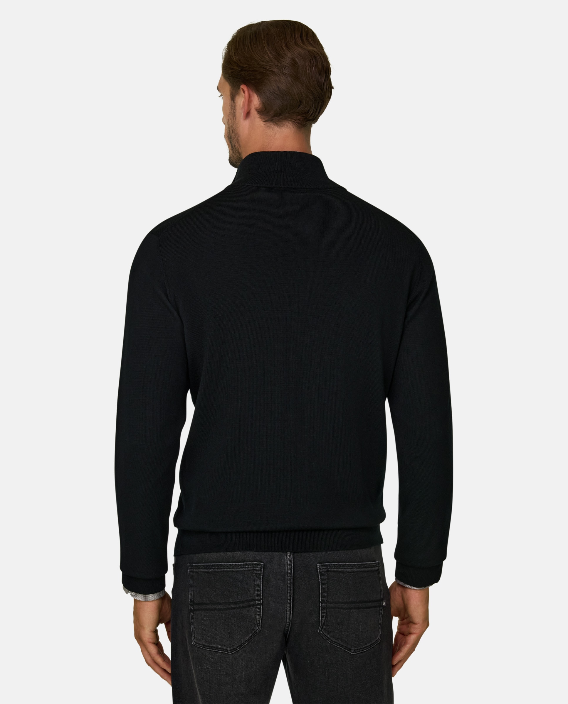 Cárdigan con cremallera en lana merino extrafina - Boggi Milano - Negro Negro-3