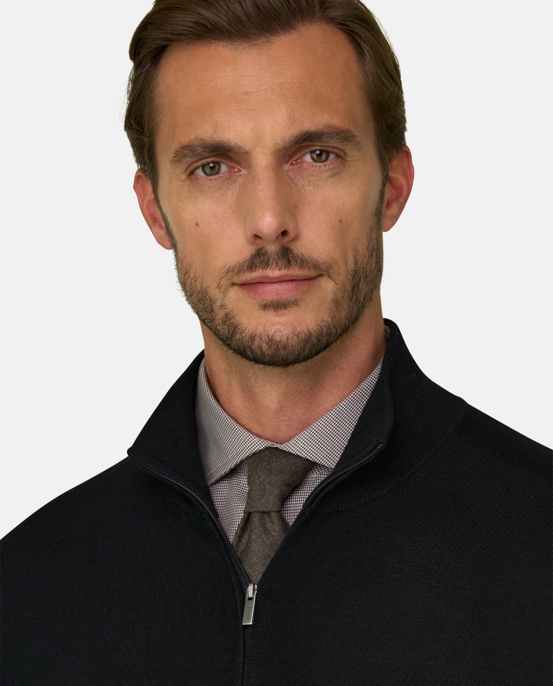 Cárdigan con cremallera en lana merino extrafina - Boggi Milano - Negro Negro-4