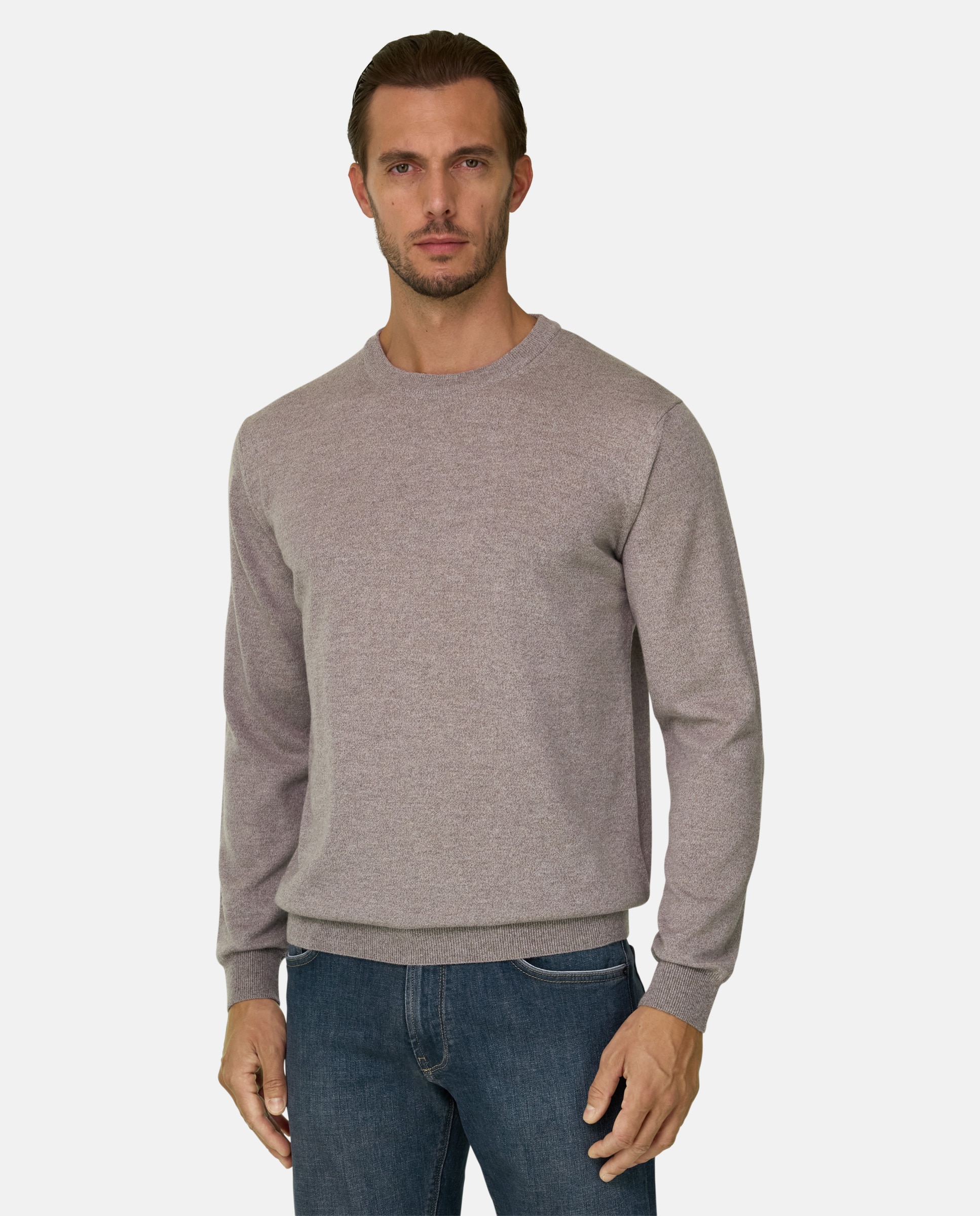 Jersey de cuello redondo en lana merino cashwool® mouliné - Boggi Milano - Arena Arena-1