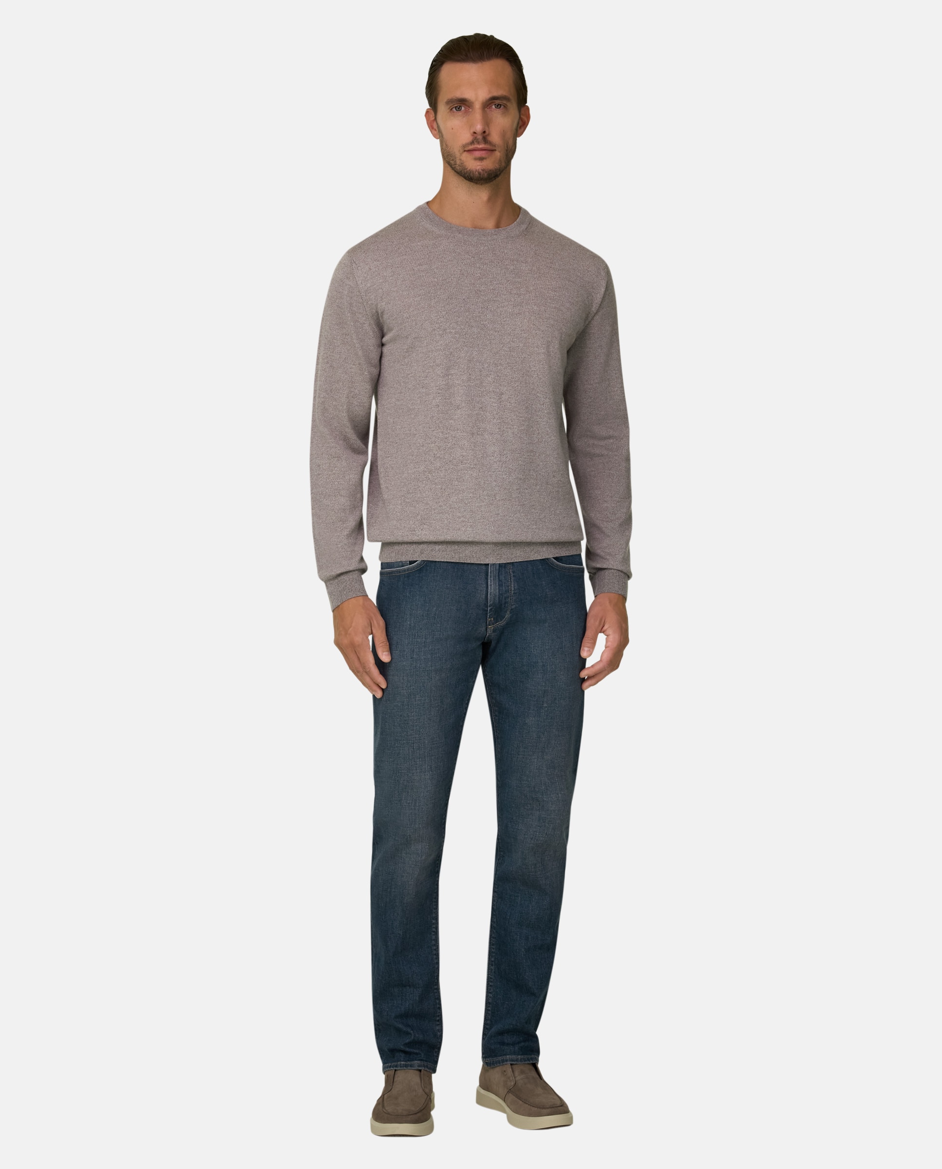 Jersey de cuello redondo en lana merino cashwool® mouliné - Boggi Milano - Arena Arena-2