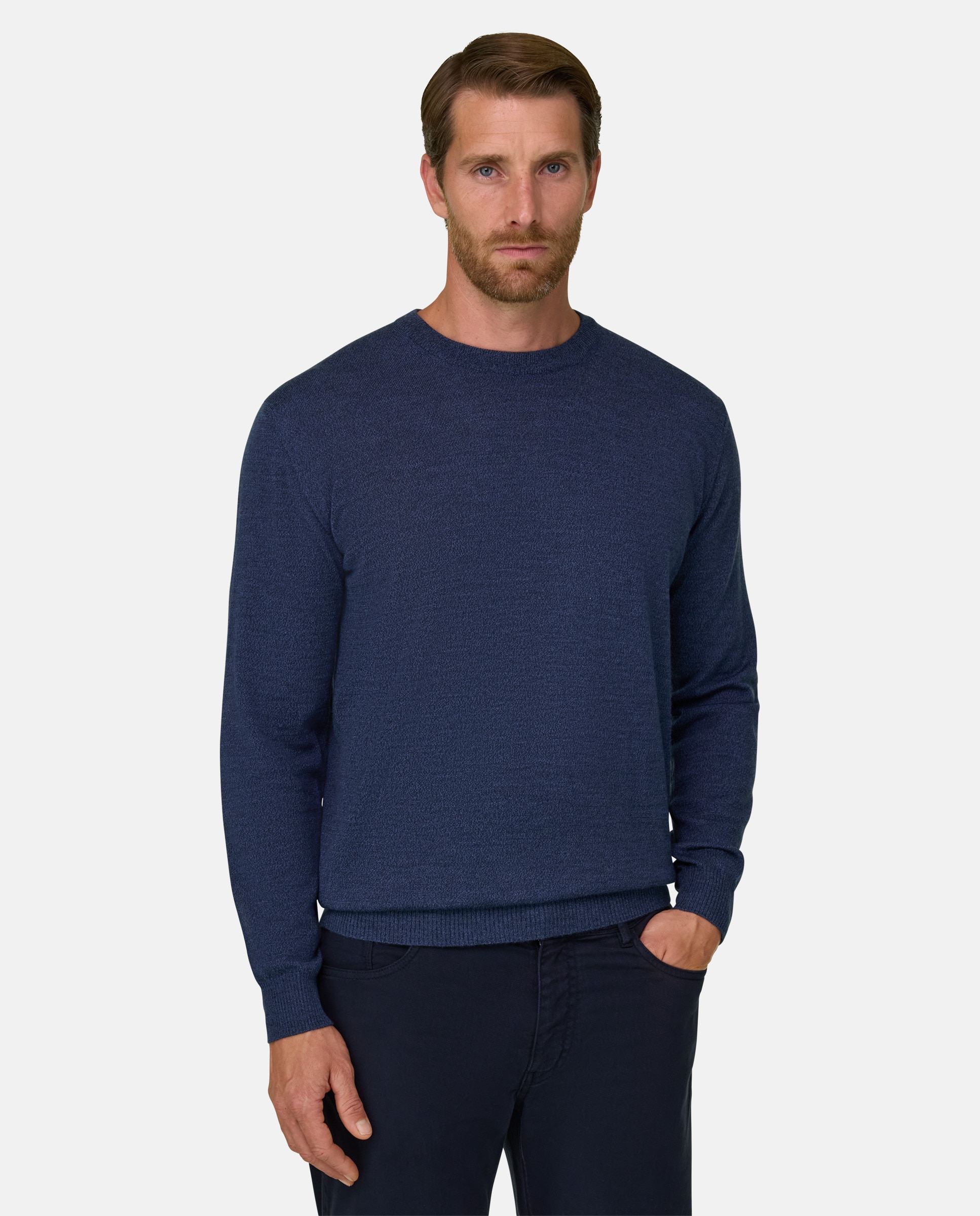 Imagen 0 de Jersey de cuello redondo en lana merino cashwool® mouliné Índigo