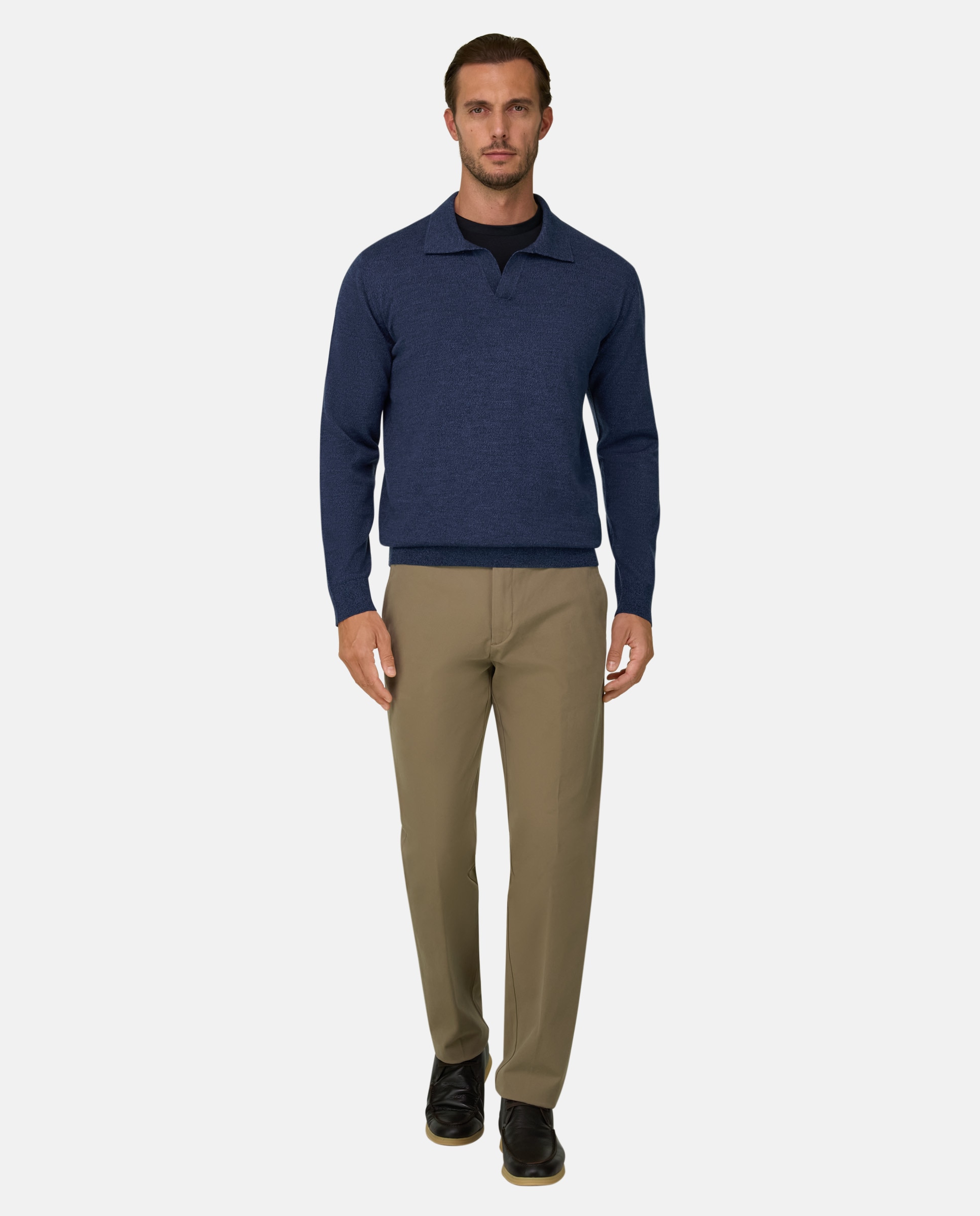 Polo de punto en lana merino cashwool® mouliné - Boggi Milano - Índigo Índigo-2