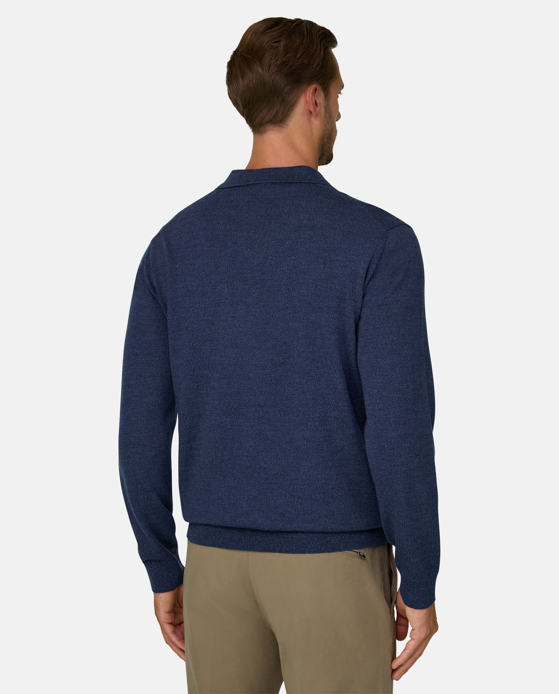 Polo de punto en lana merino cashwool® mouliné - Boggi Milano - Índigo Índigo-3
