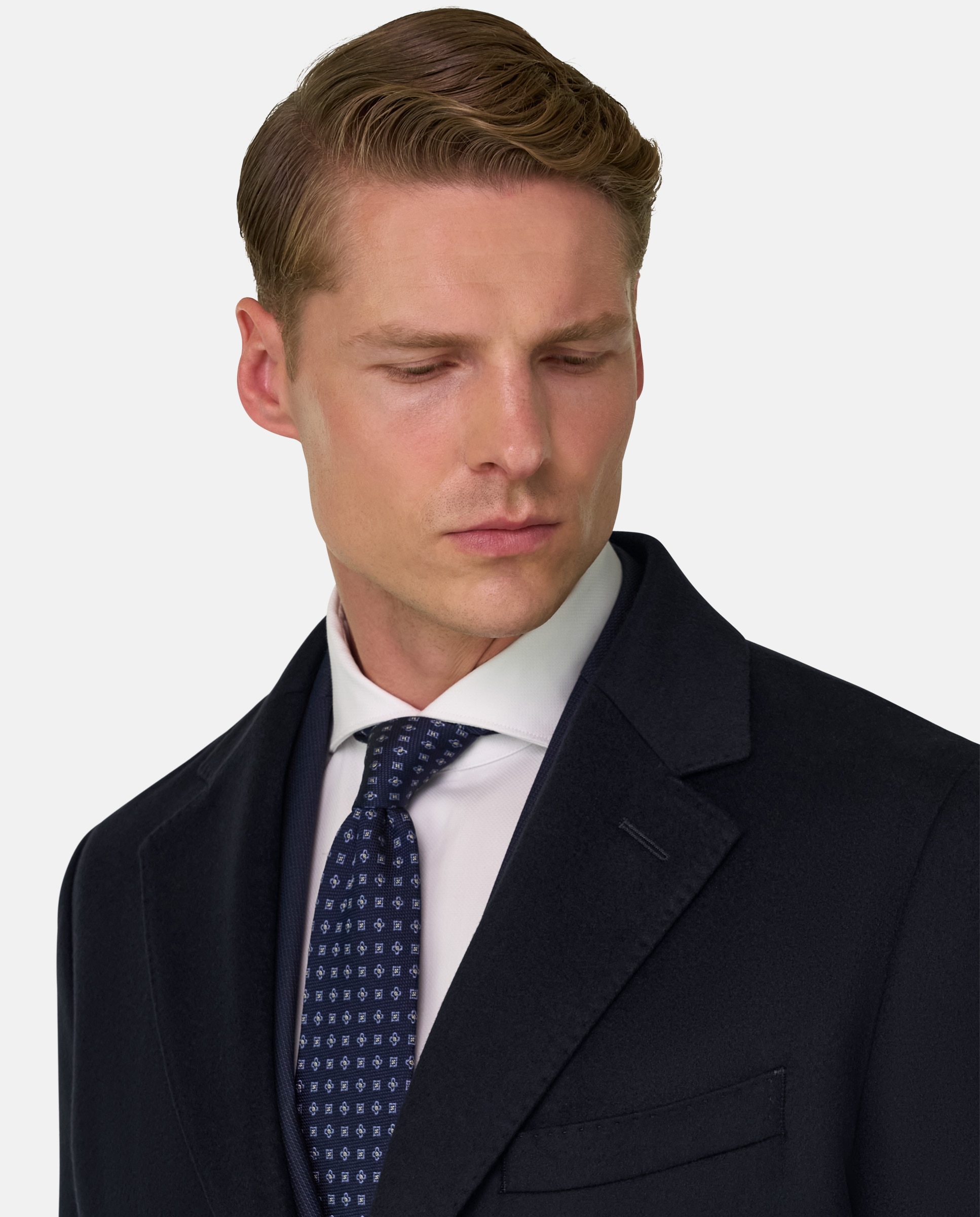Abrigo de puro cachemira de botonadura simple - Boggi Milano - Azul marino Azul marino-5
