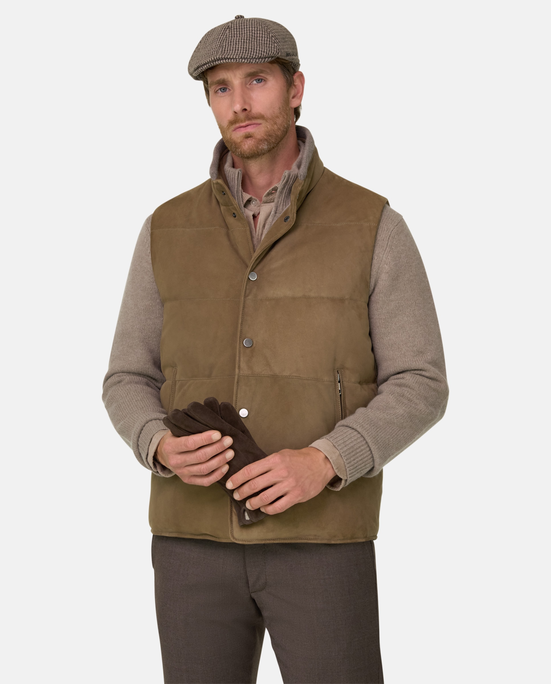 Imagen 1 de Chaleco acolchado de pluma en piel auténtica - Boggi Milano - Camel Camel