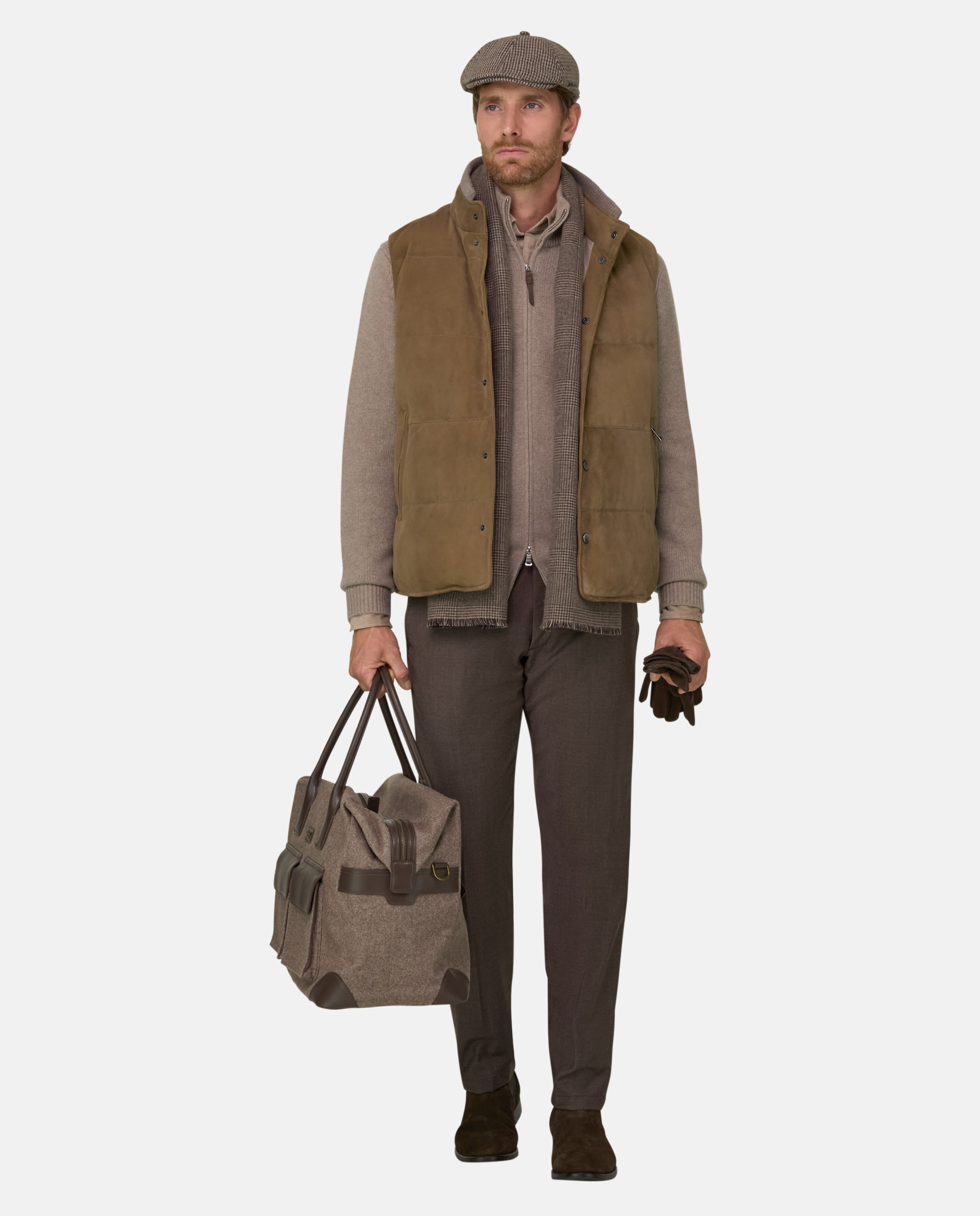 Imagen 2 de Chaleco acolchado de pluma en piel auténtica - Boggi Milano - Camel Camel