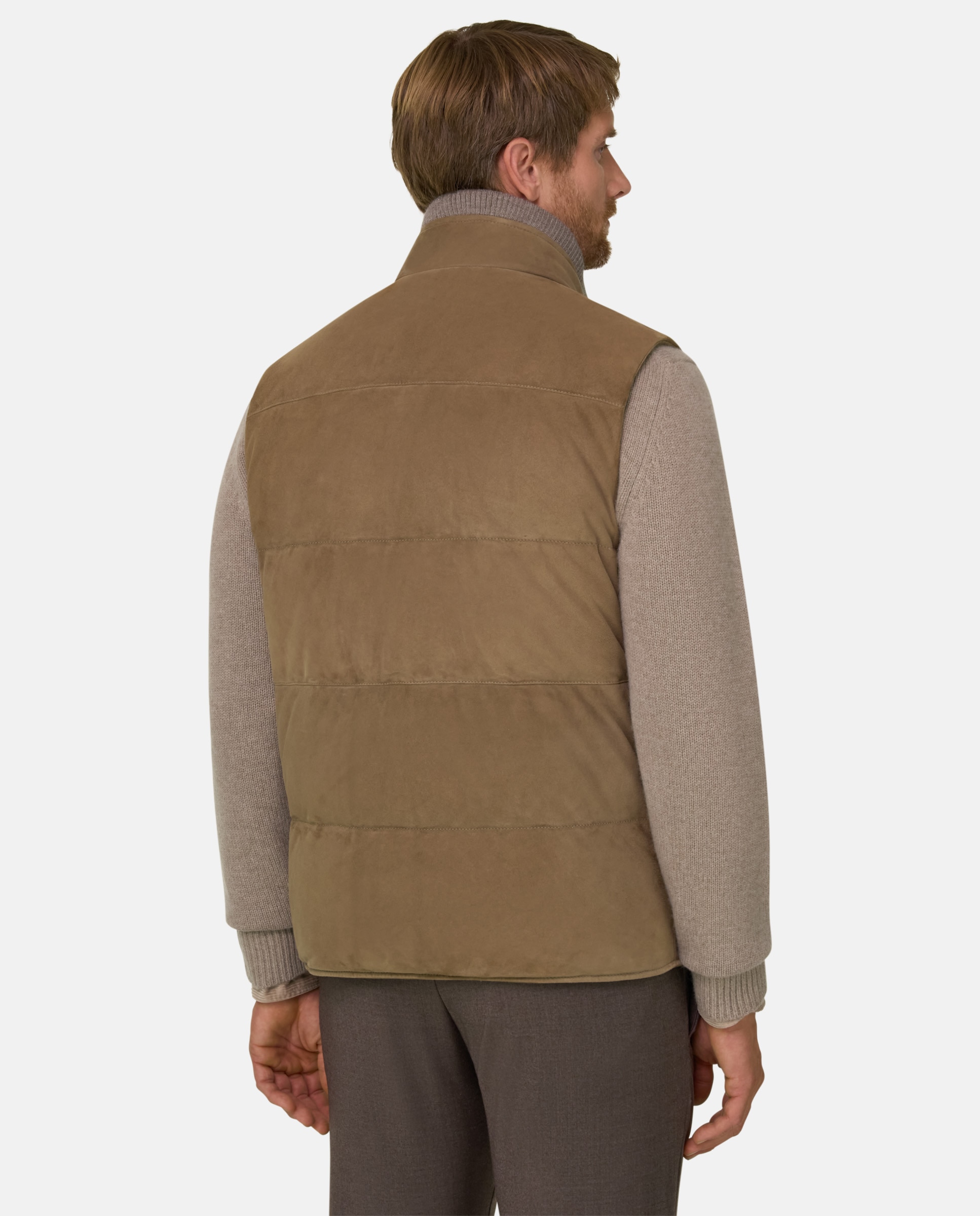 Imagen 3 de Chaleco acolchado de pluma en piel auténtica - Boggi Milano - Camel Camel