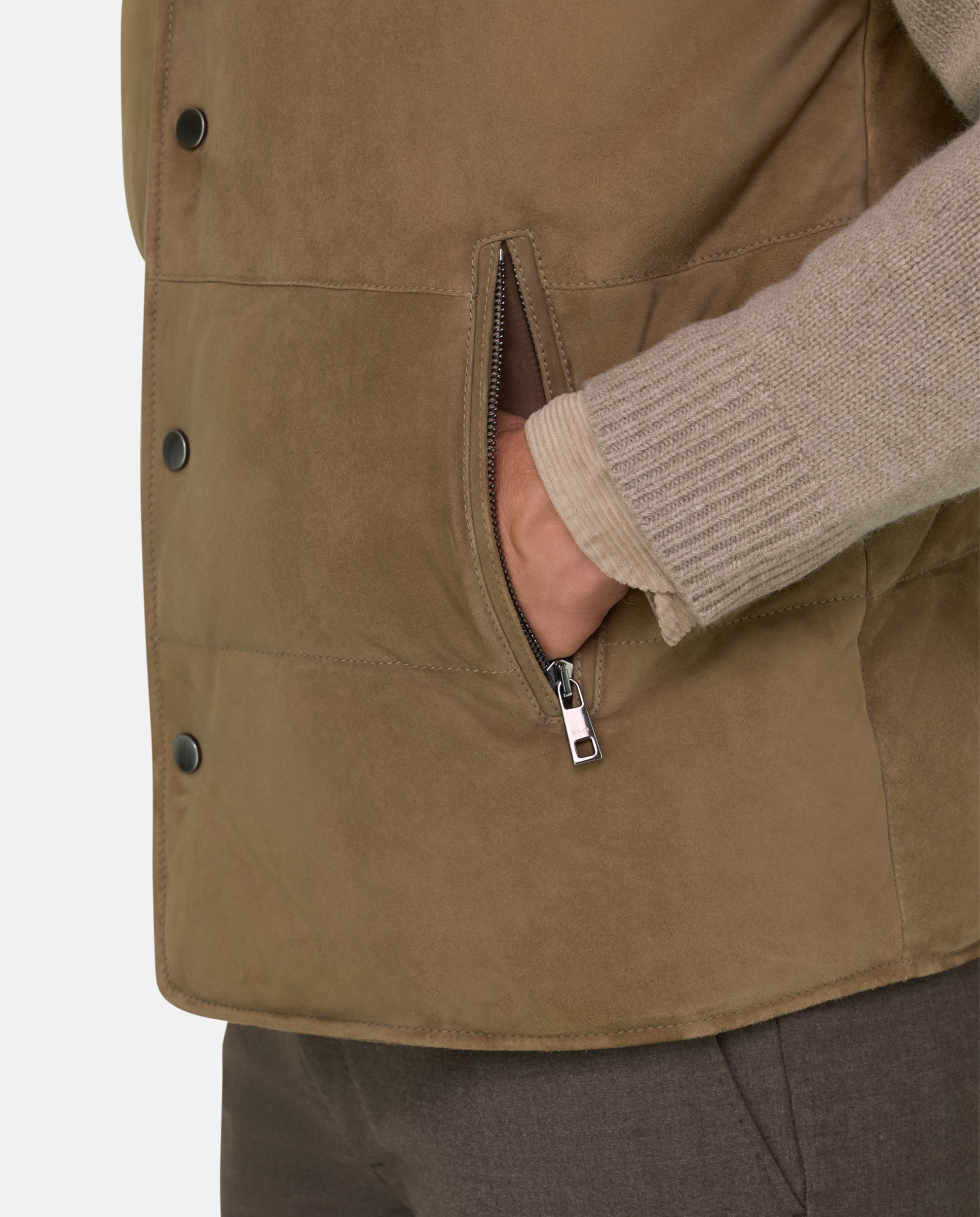 Imagen 5 de Chaleco acolchado de pluma en piel auténtica - Boggi Milano - Camel Camel