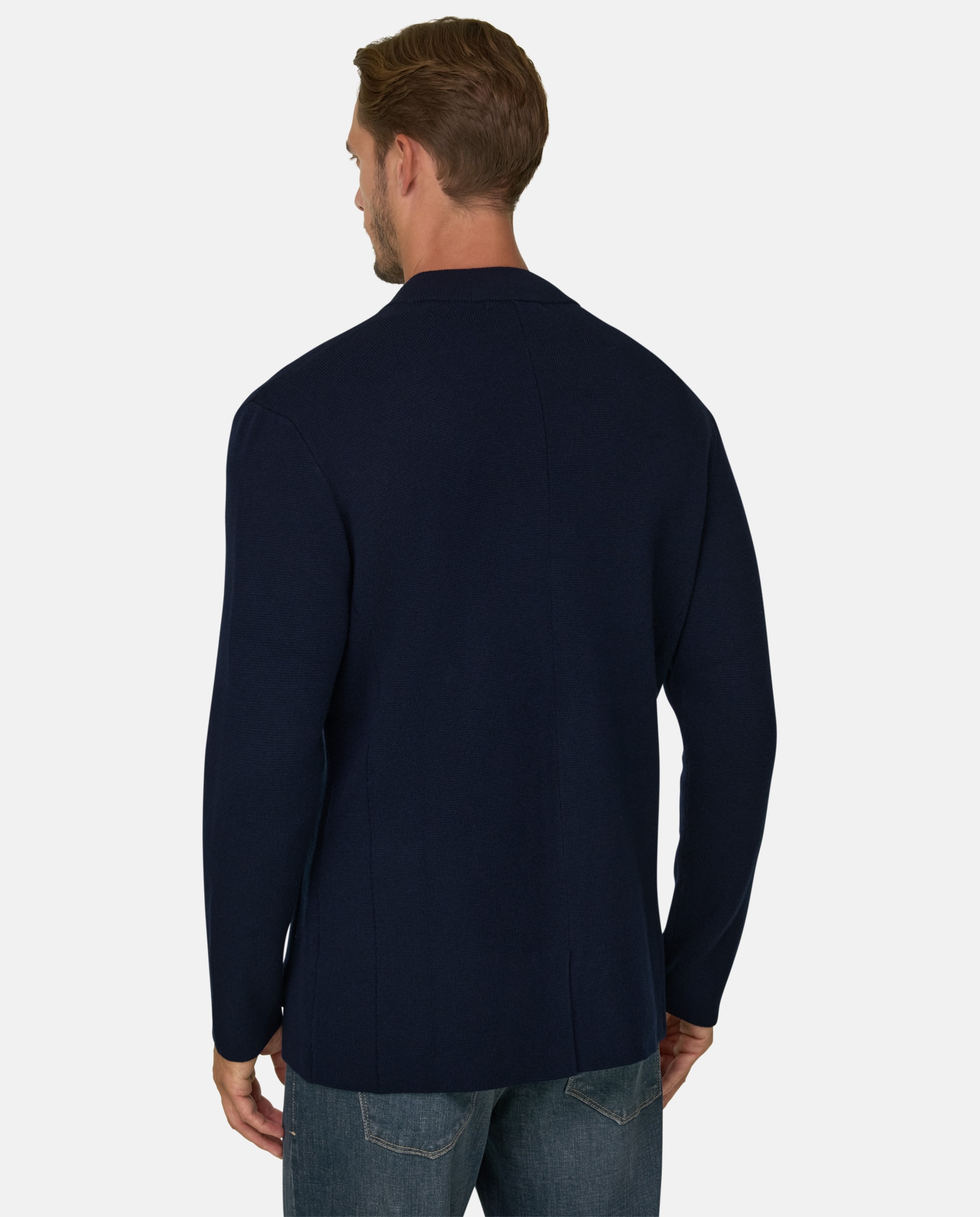 Chaqueta de punto en lana merino superfine - Boggi Milano - Azul marino Azul marino-3