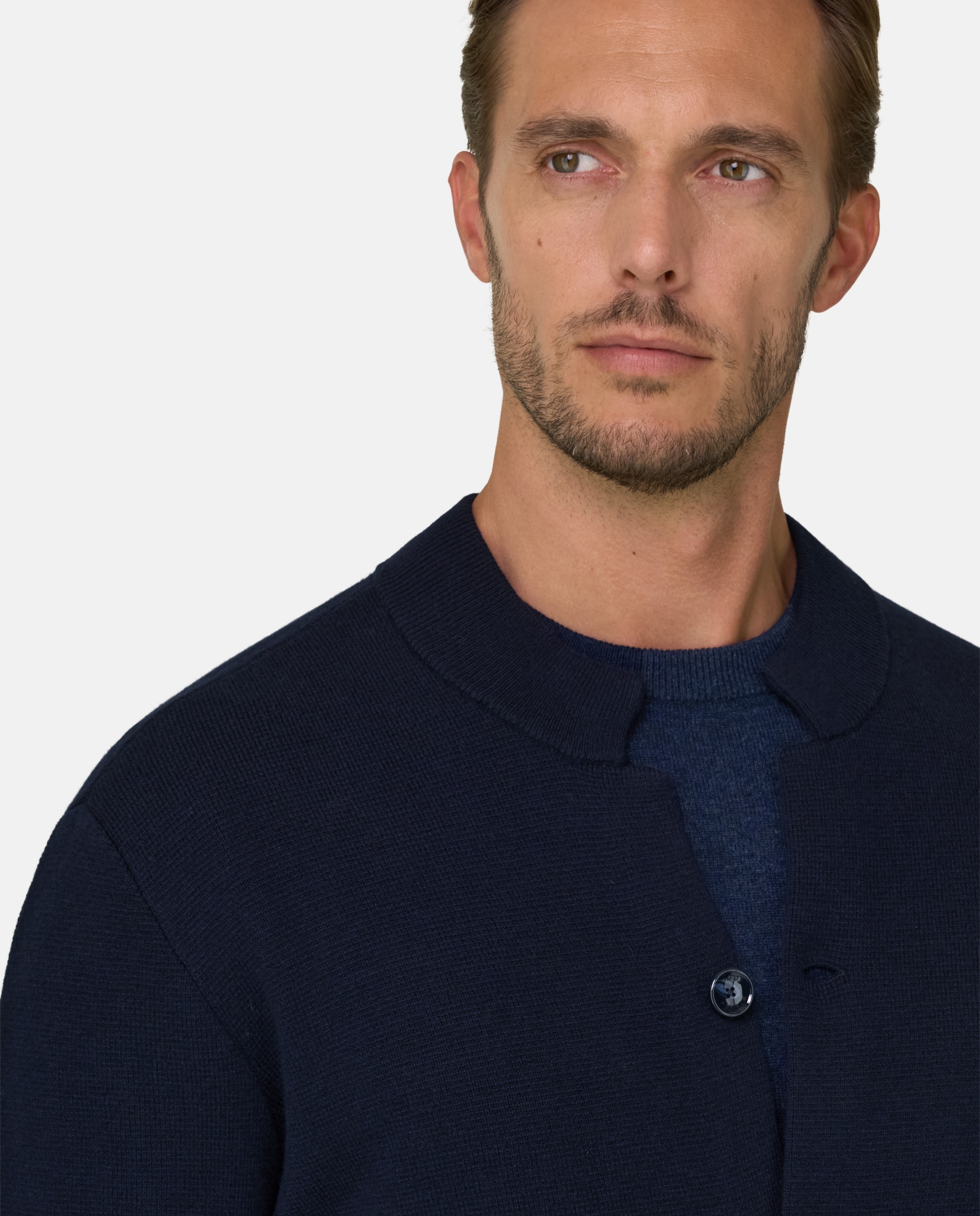 Chaqueta de punto en lana merino superfine - Boggi Milano - Azul marino Azul marino-4