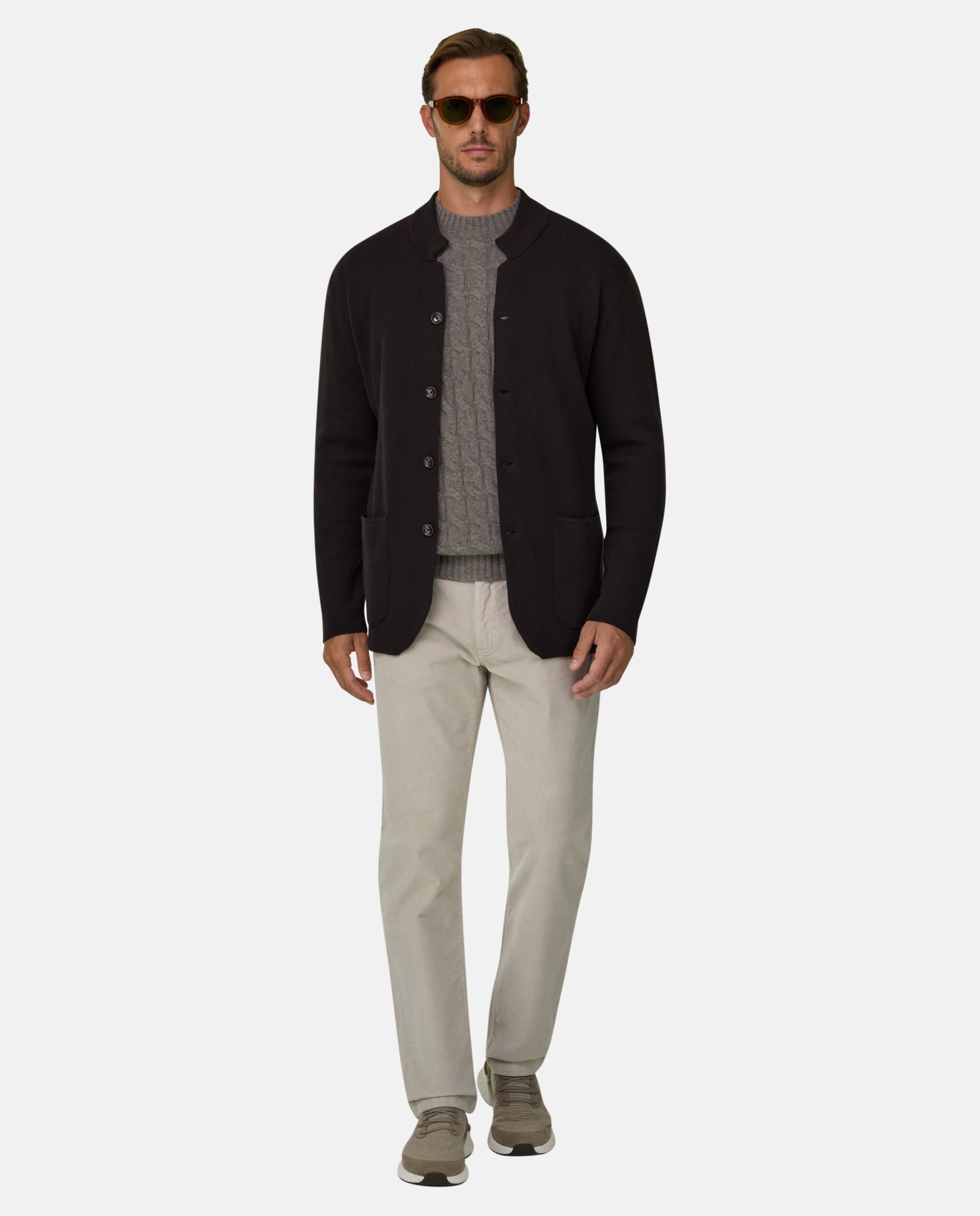 Chaqueta de punto en lana merino superfine - Boggi Milano - Marrón oscuro Marrón oscuro-2