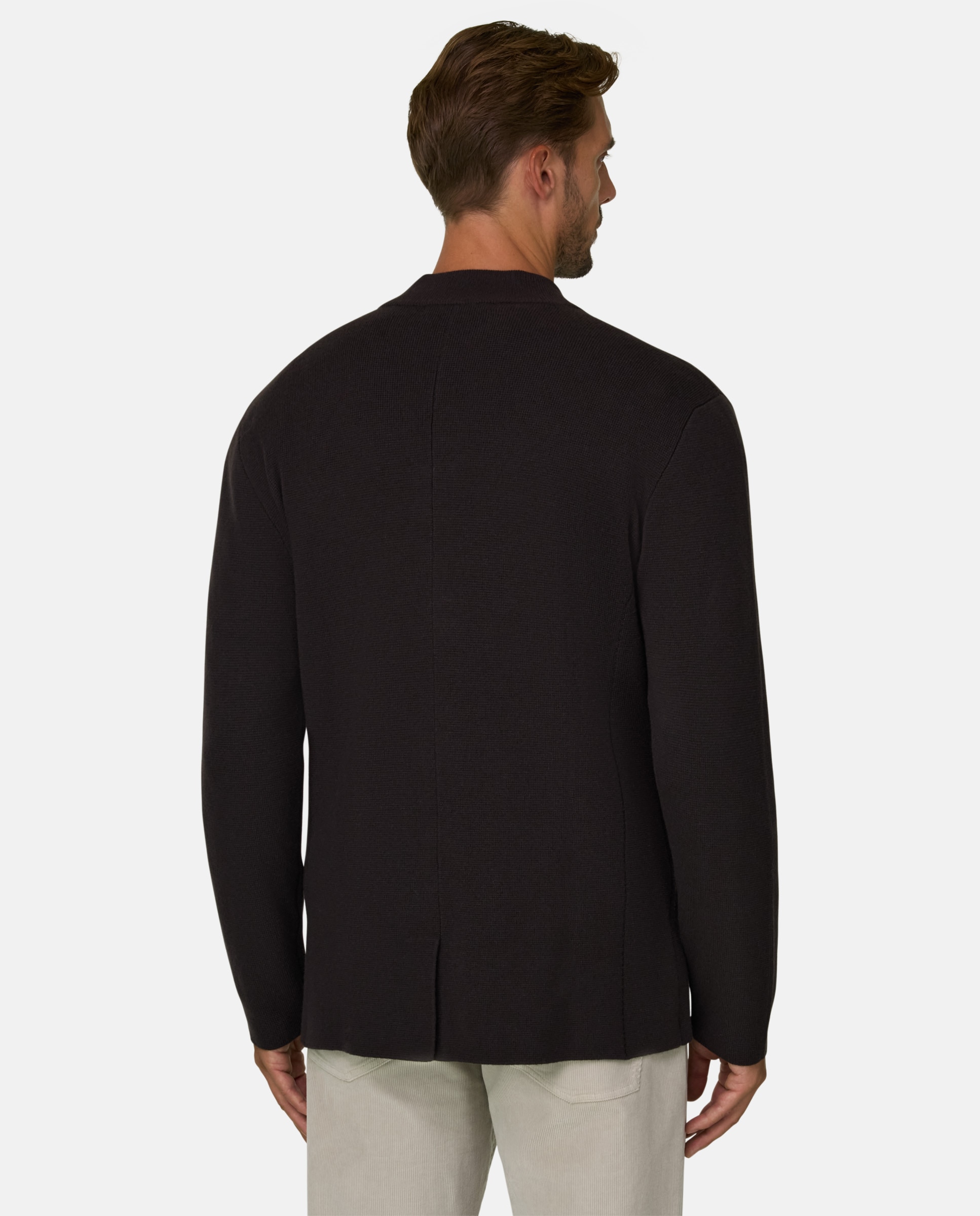 Chaqueta de punto en lana merino superfine - Boggi Milano - Marrón oscuro Marrón oscuro-3