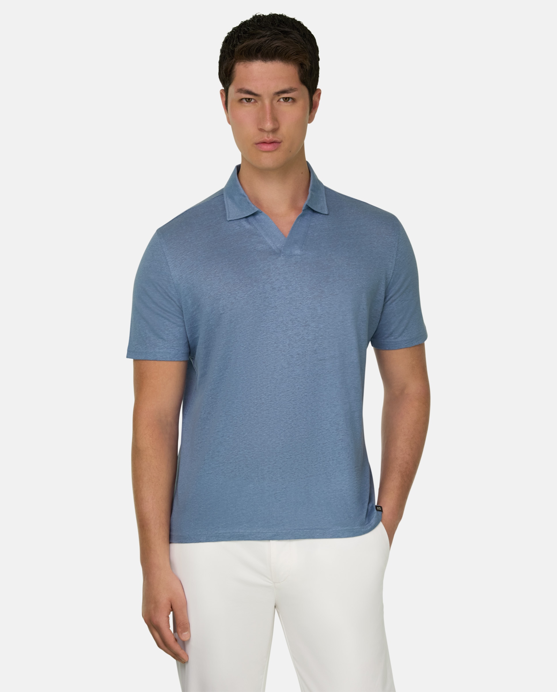 Imagen 0 de Polo de punto de lino elástico Azul claro