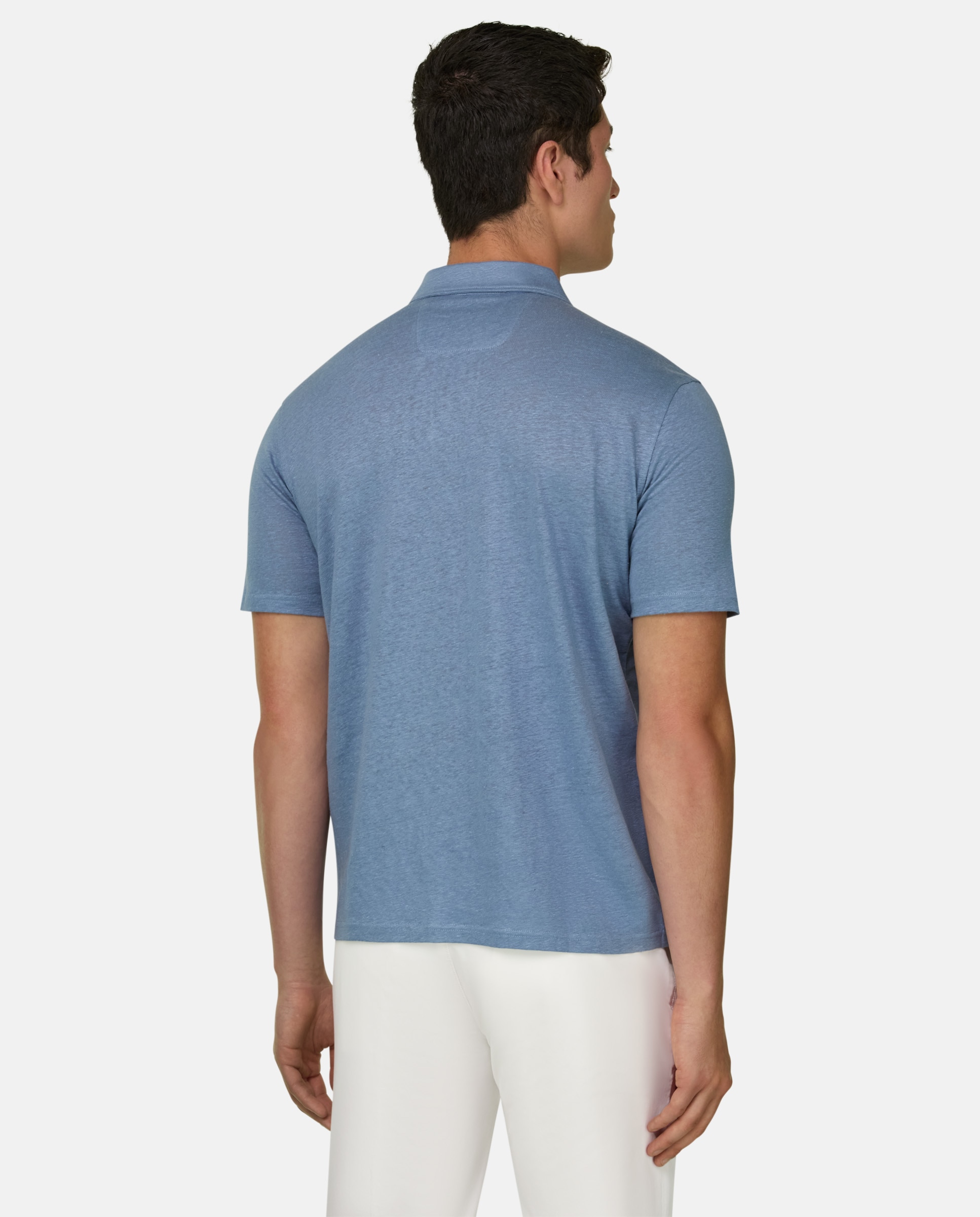 Polo de punto de lino elástico - Boggi Milano - Azul claro Azul claro-3