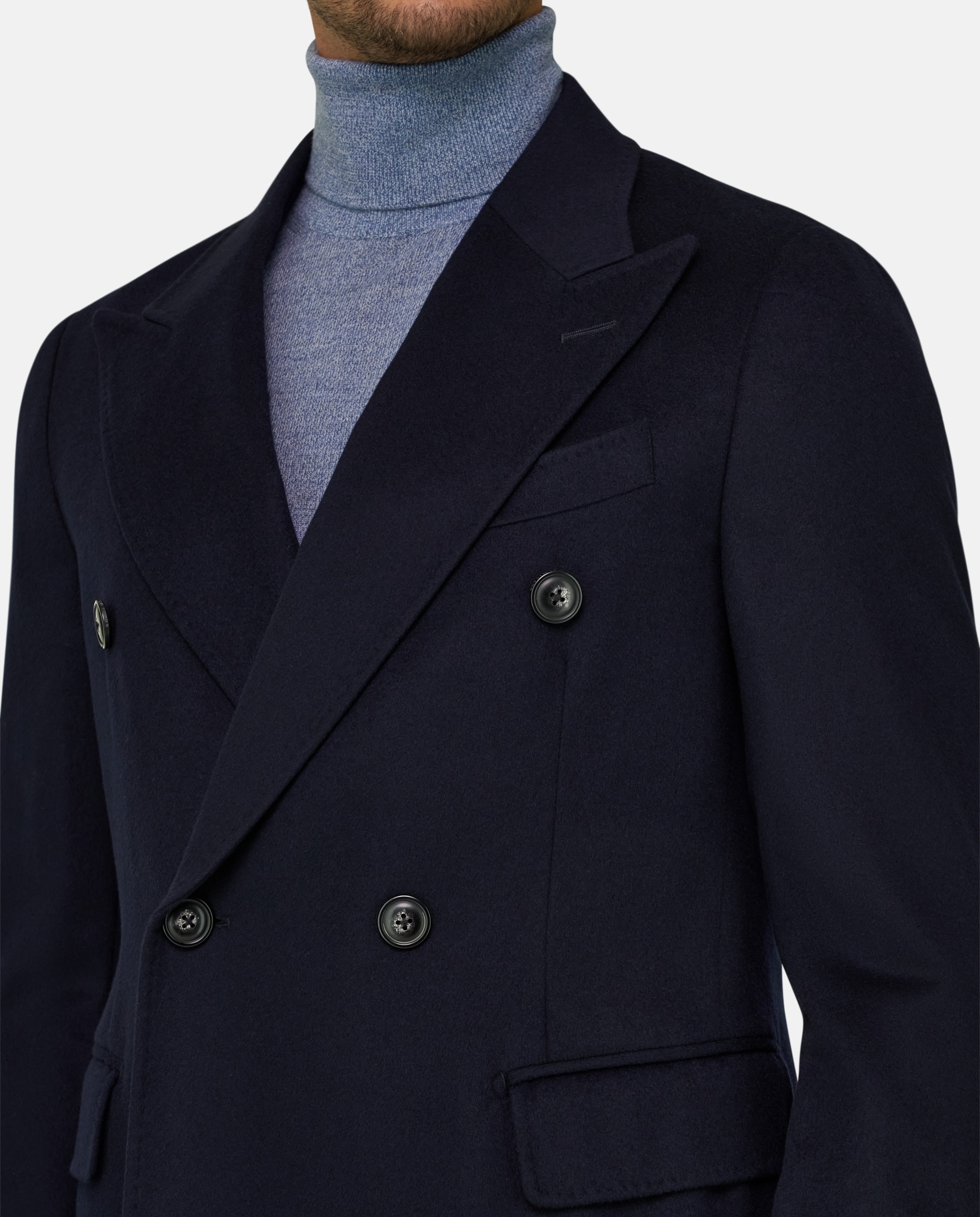 Abrigo de puro cachemir doble botonadura - Boggi Milano - Azul marino Azul marino-5