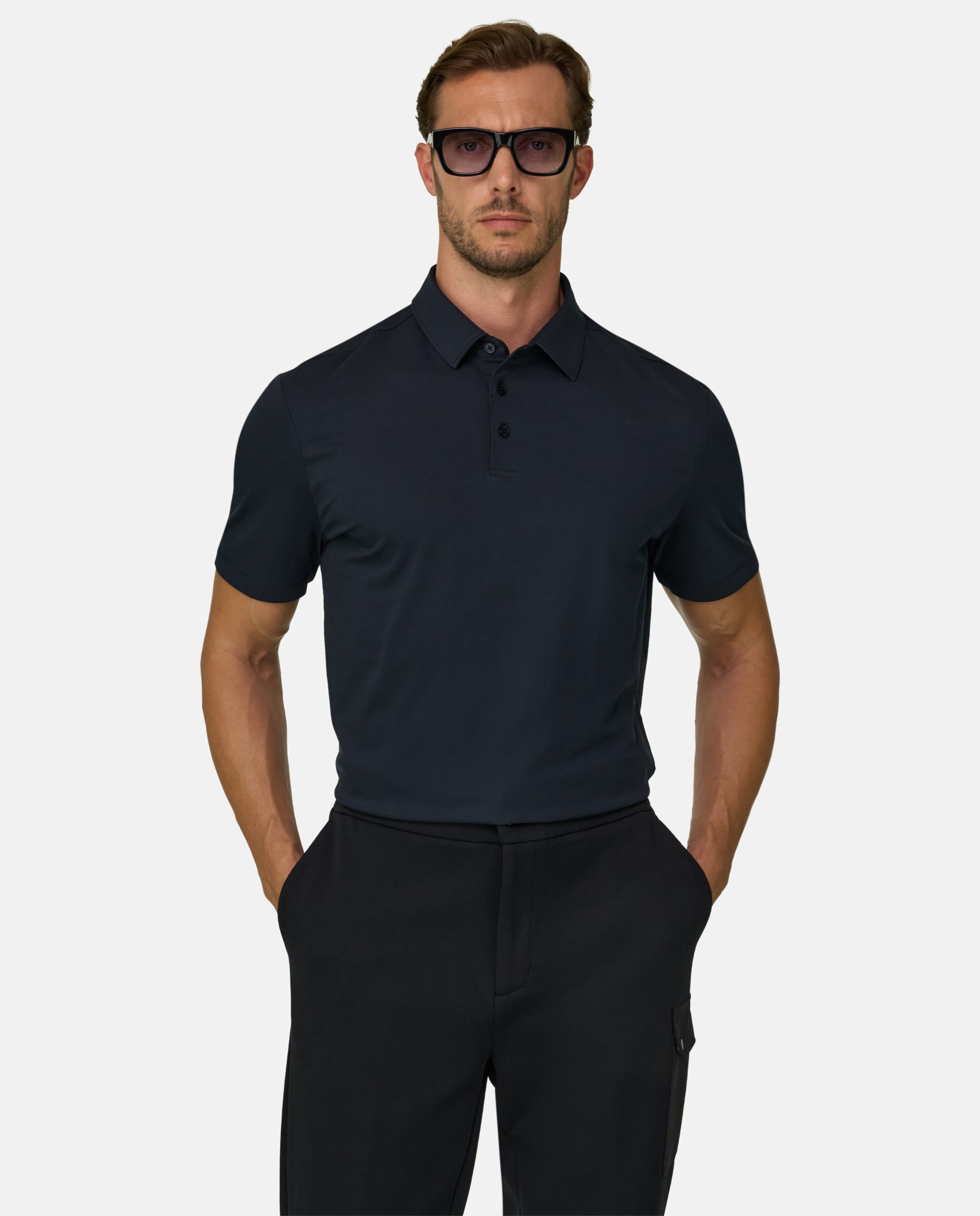 Polo en jersey de algod�n supima el�stico - Boggi Milano - Negro Negro-1