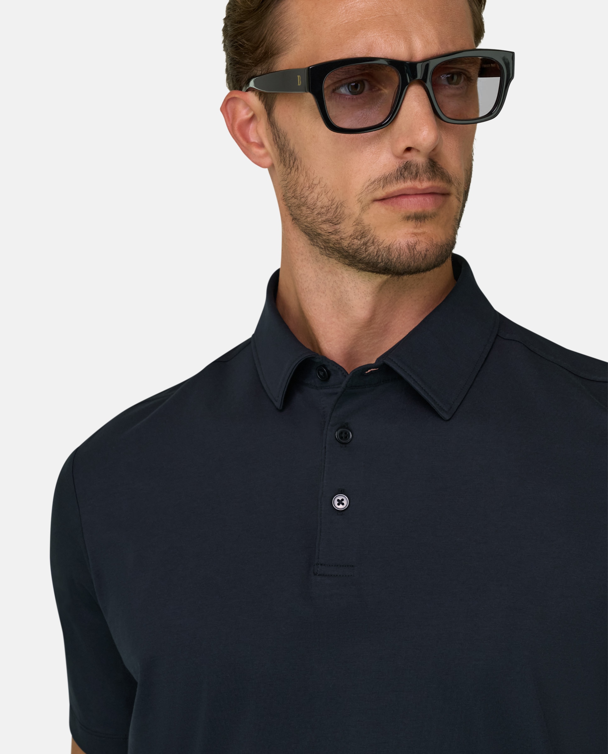 Polo en jersey de algod�n supima el�stico - Boggi Milano - Negro Negro-4
