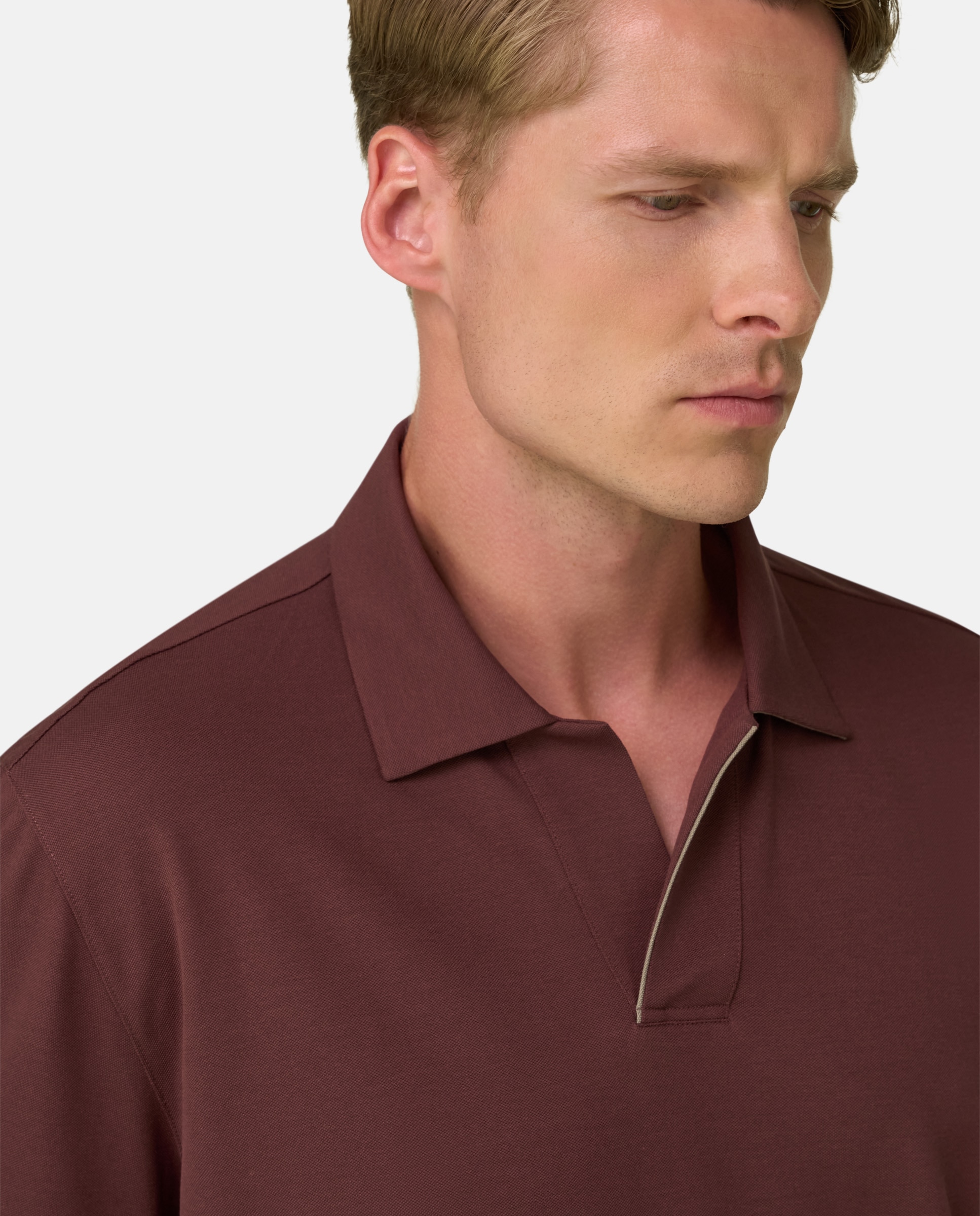 Imagen 4 de Polo en piqu� mezcla de algod�n el�stico cool jade - Boggi Milano - Naranja fuerte Naranja fuerte