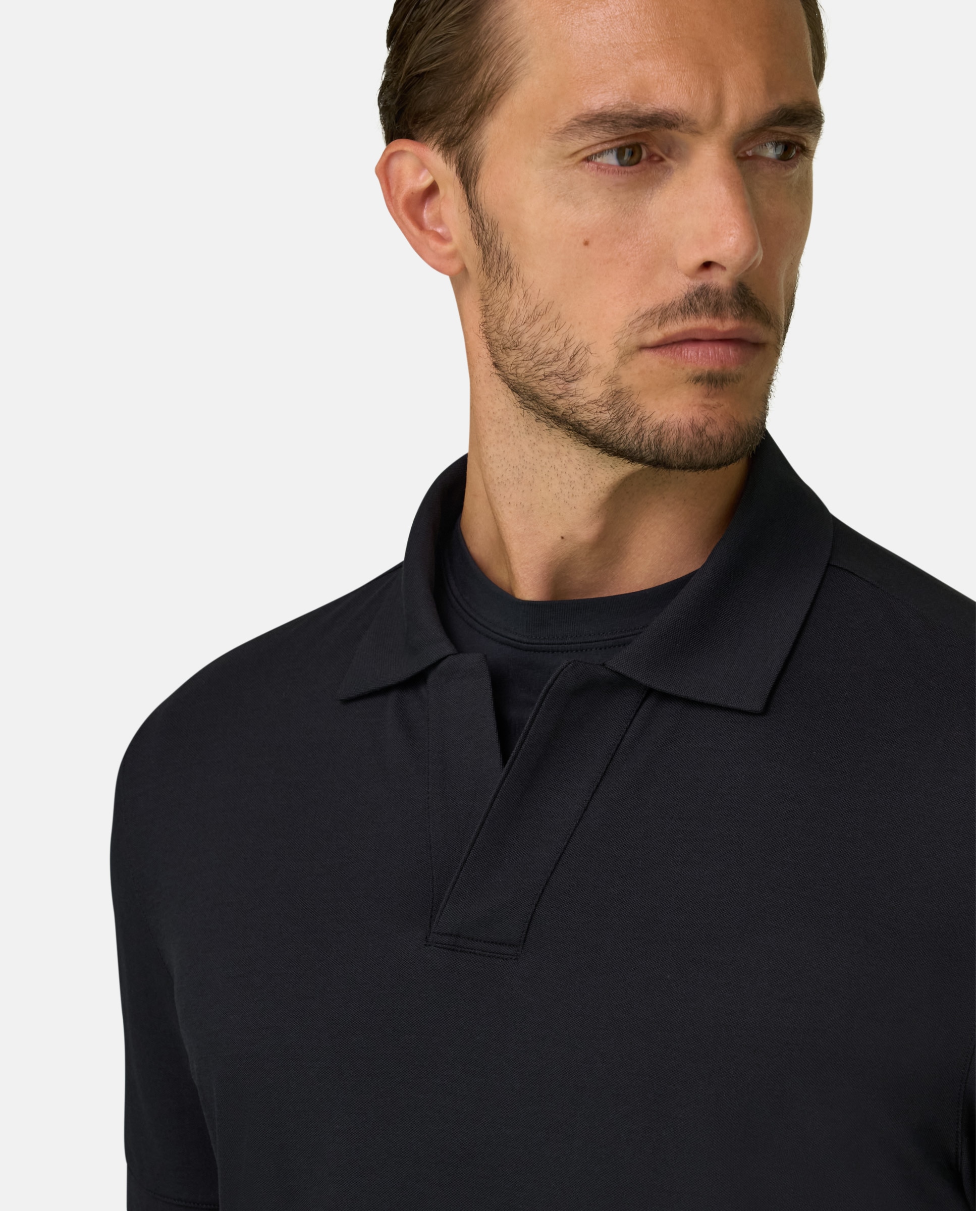 Imagen 4 de Polo en piqu� mezcla de algod�n el�stico cool jade - Boggi Milano - Negro Negro