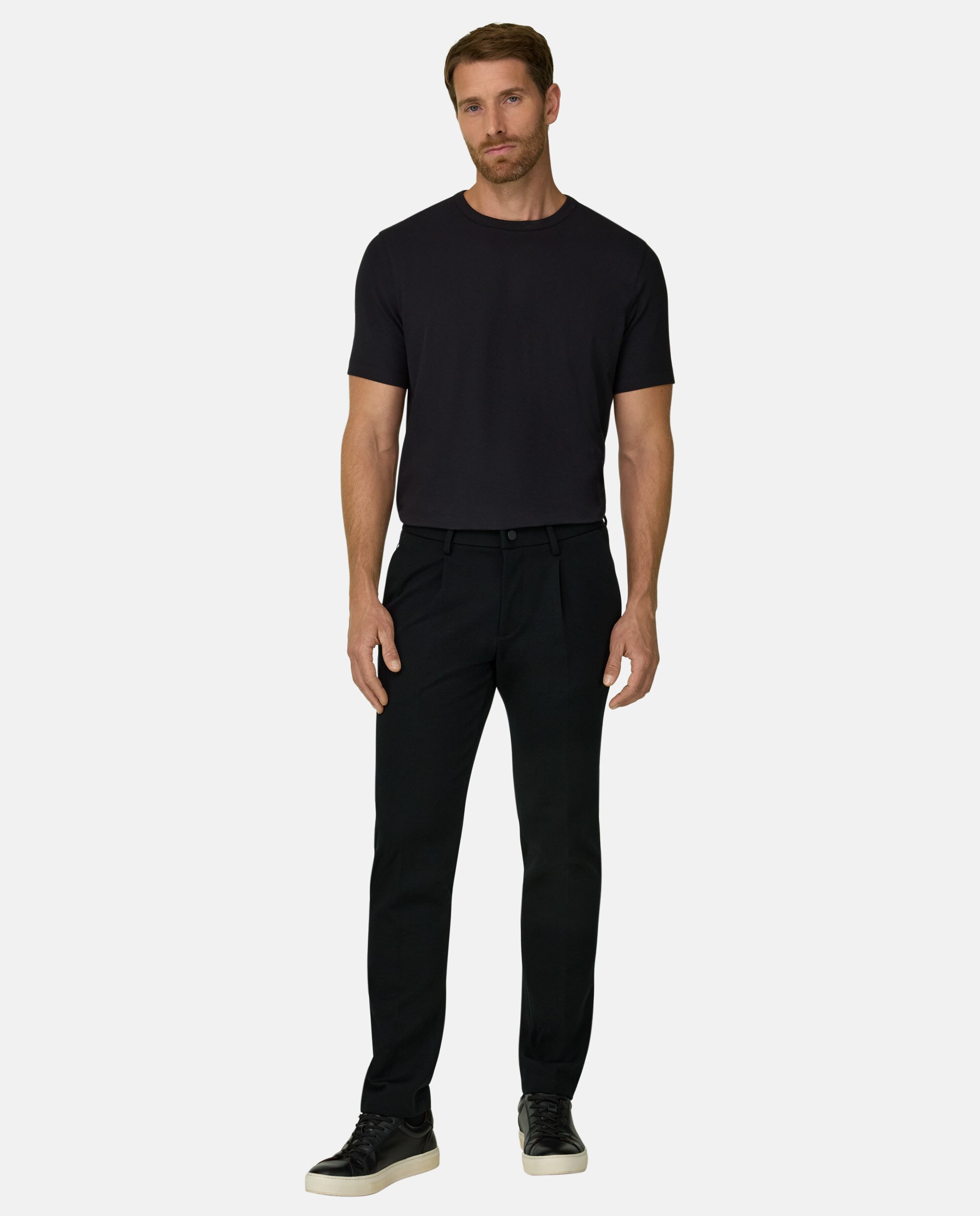 Camiseta en jersey diagonal mezcla de algod�n b tech - Boggi Milano - Negro Negro-2