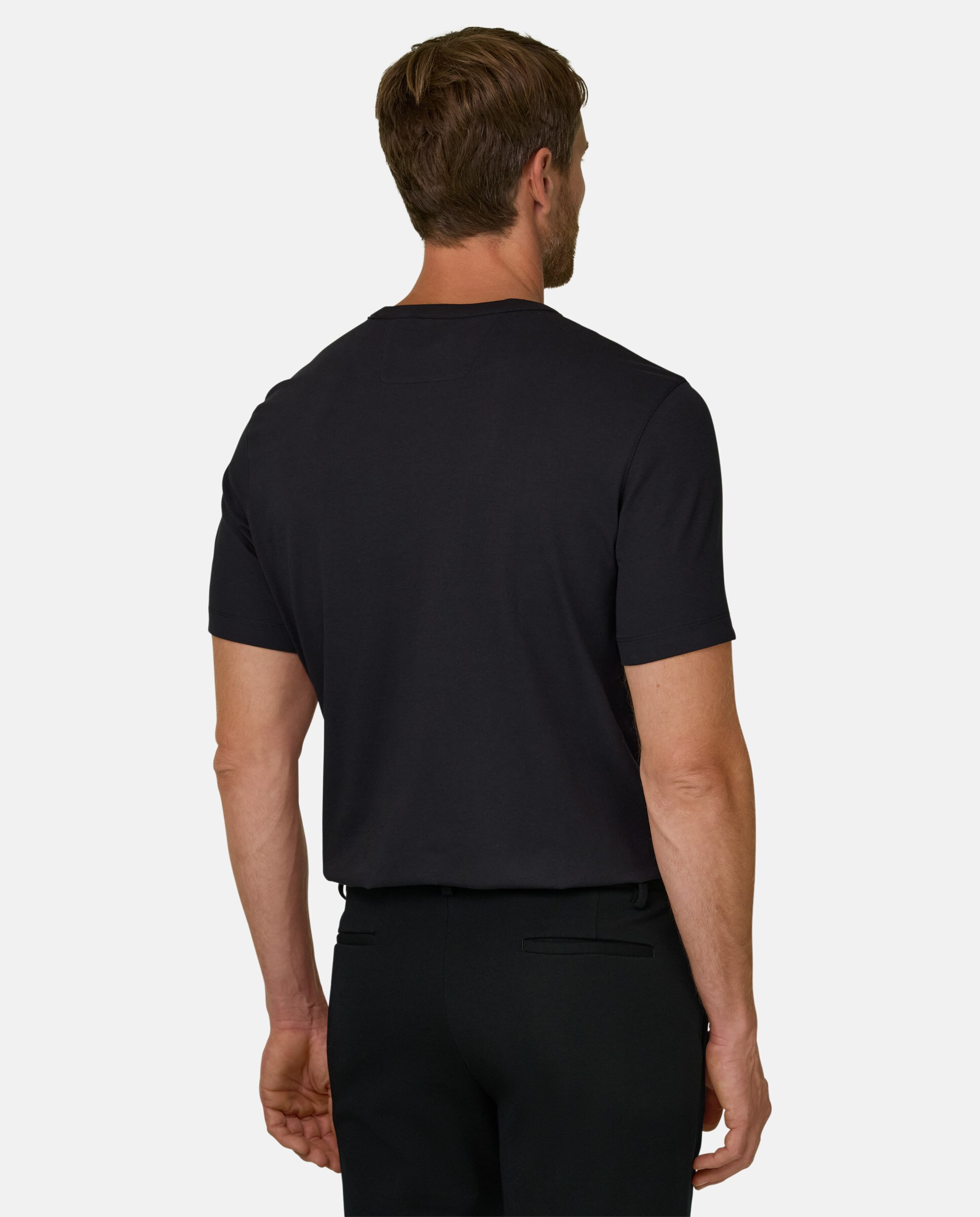 Camiseta en jersey diagonal mezcla de algod�n b tech - Boggi Milano - Negro Negro-3