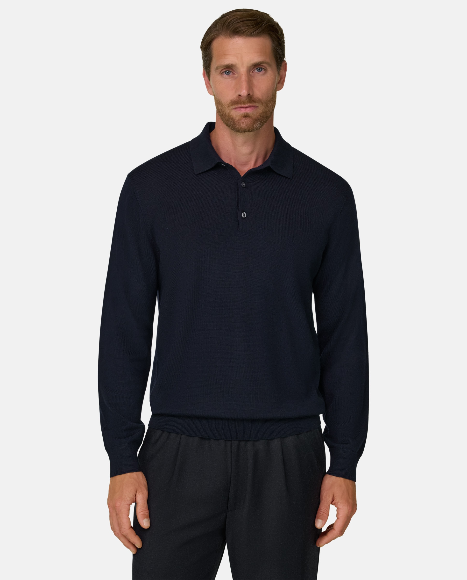 Imagen 1 de Polo de punto en lana merino - Boggi Milano - Azul marino Azul marino