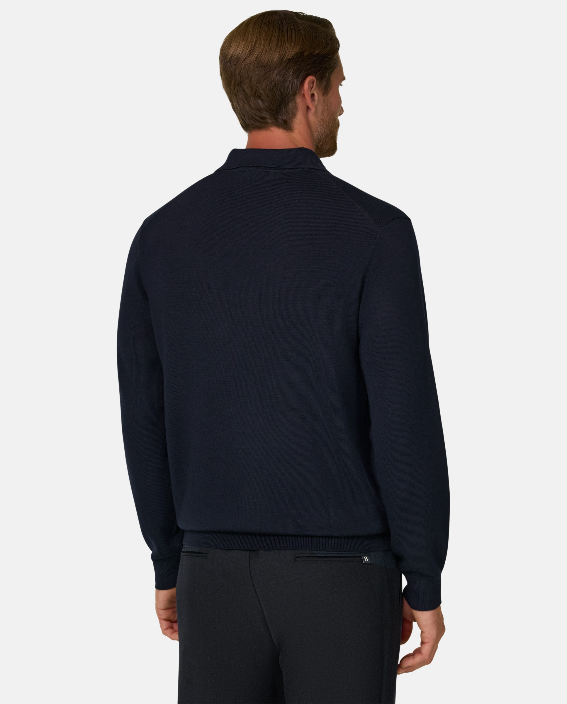 Imagen 3 de Polo de punto en lana merino - Boggi Milano - Azul marino Azul marino