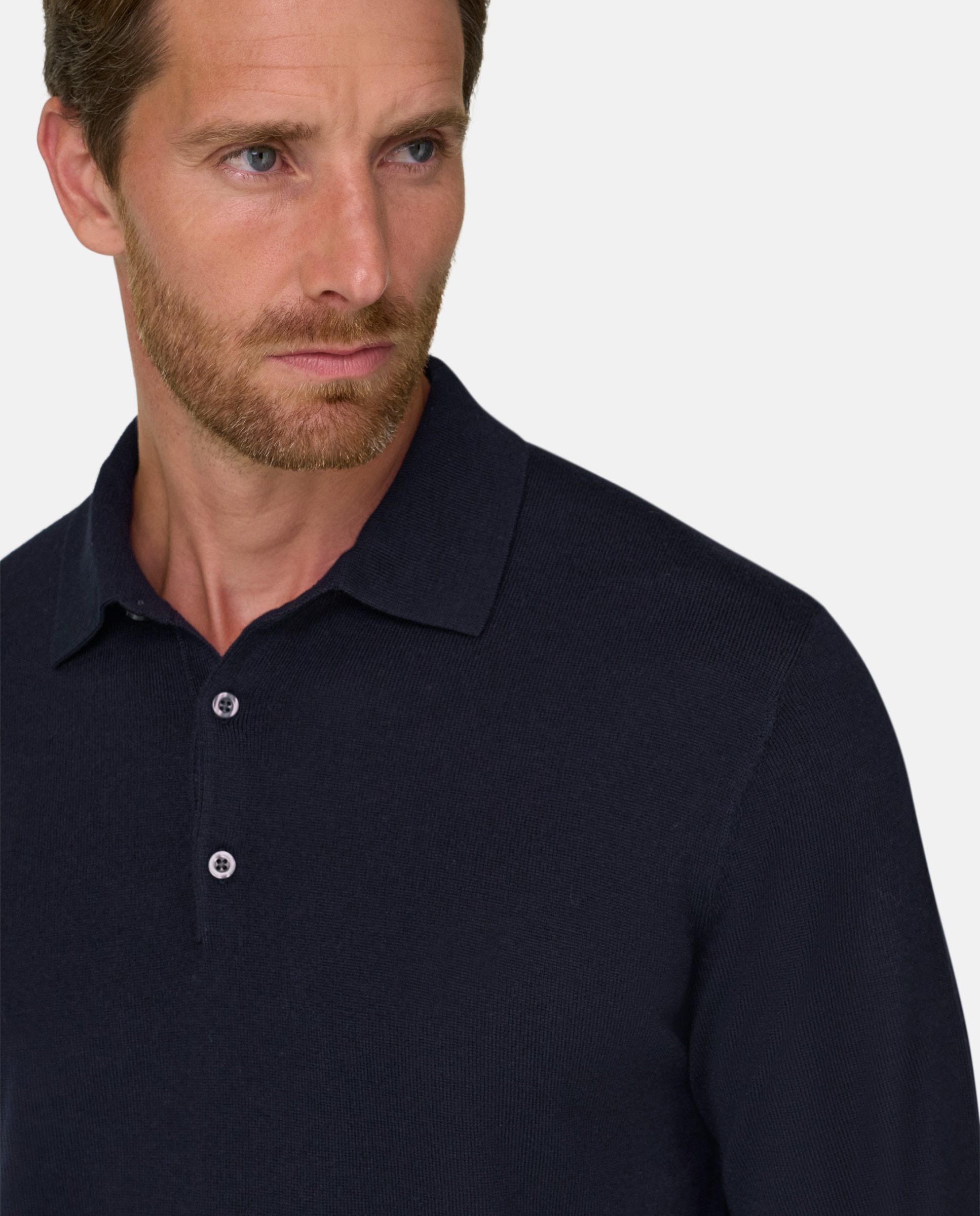 Imagen 4 de Polo de punto en lana merino - Boggi Milano - Azul marino Azul marino