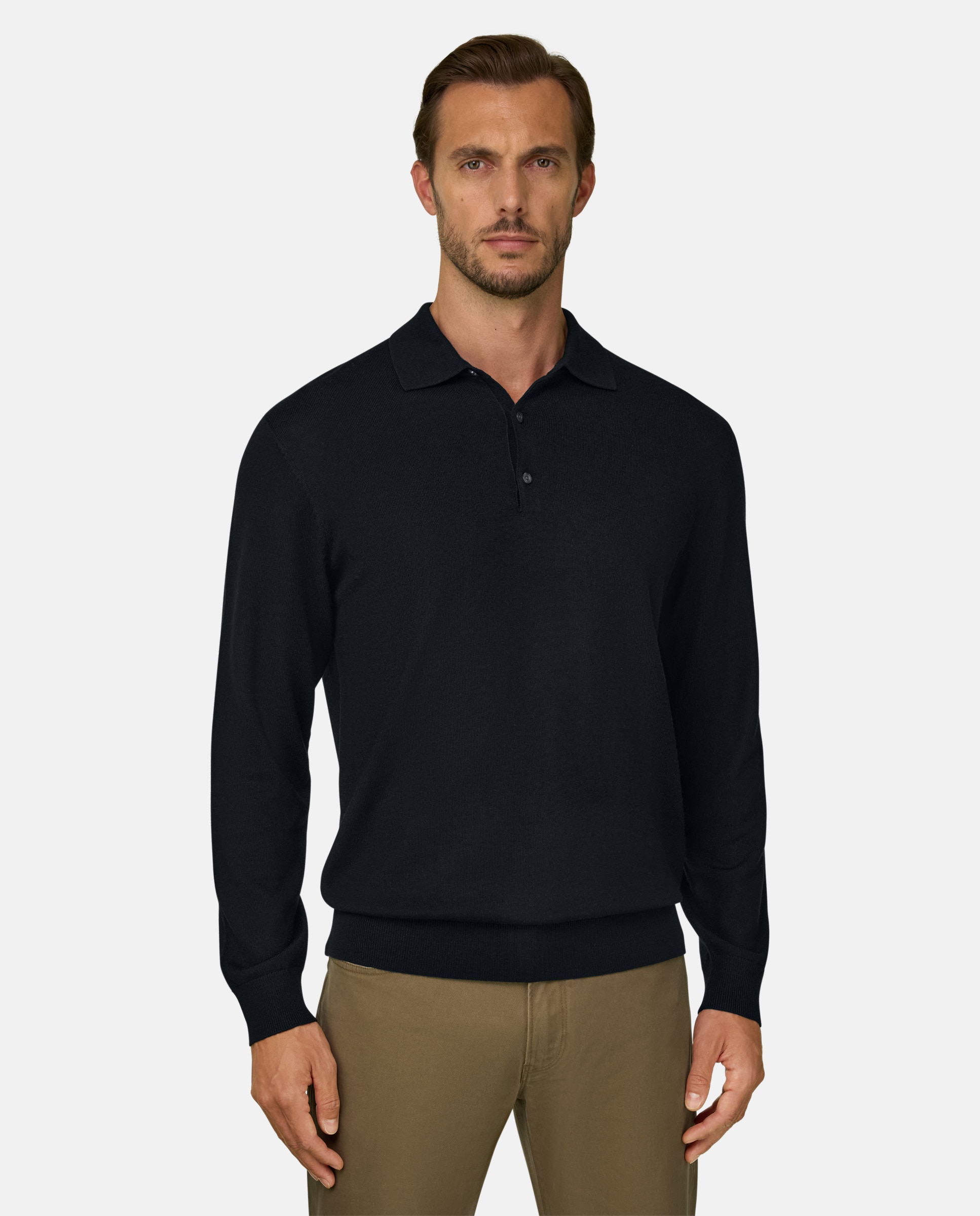 Imagen 1 de Polo de punto en lana merino - Boggi Milano - Negro Negro