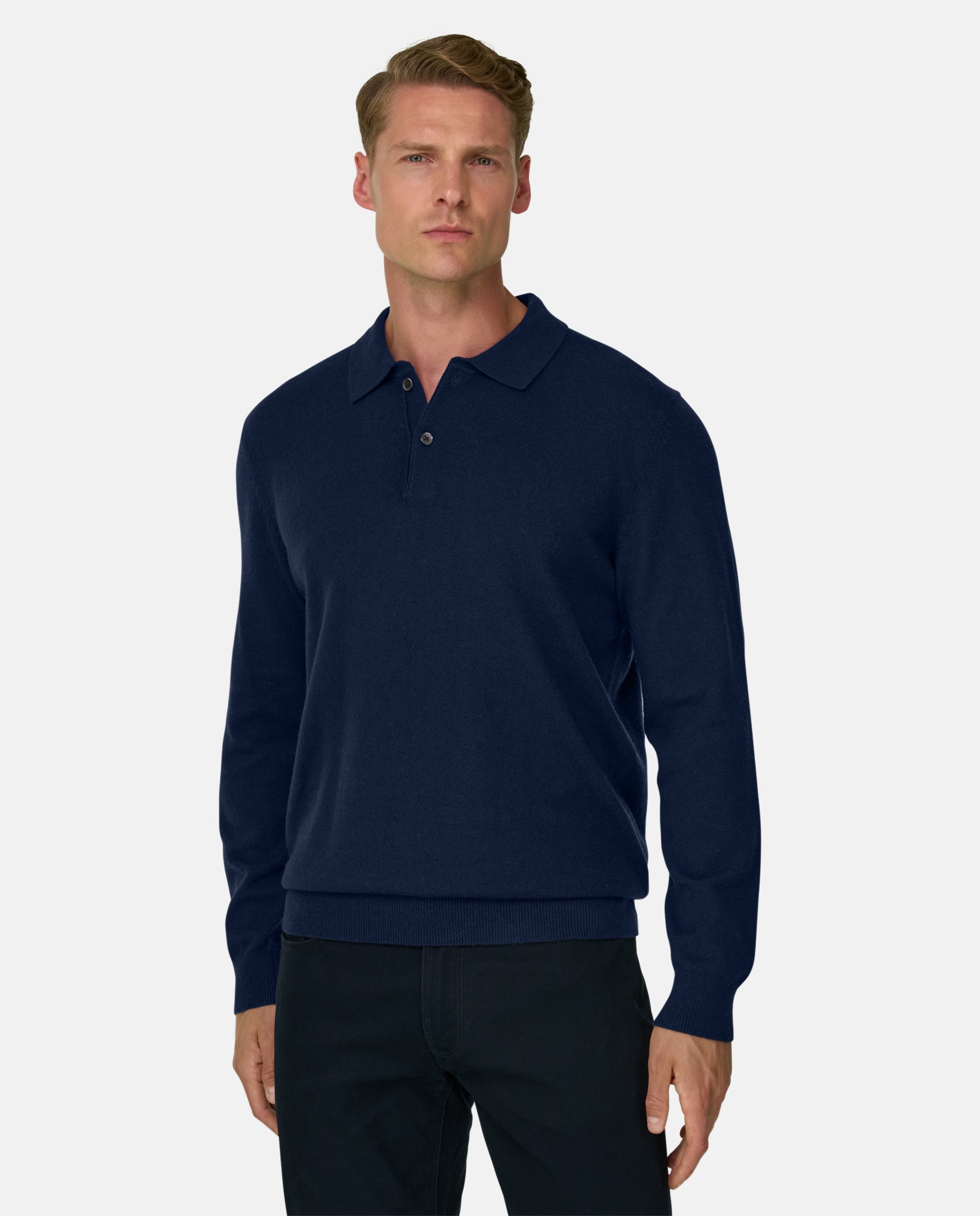 Imagen 1 de Polo de punto en mezcla de cashmere - Boggi Milano - Azul marino Azul marino