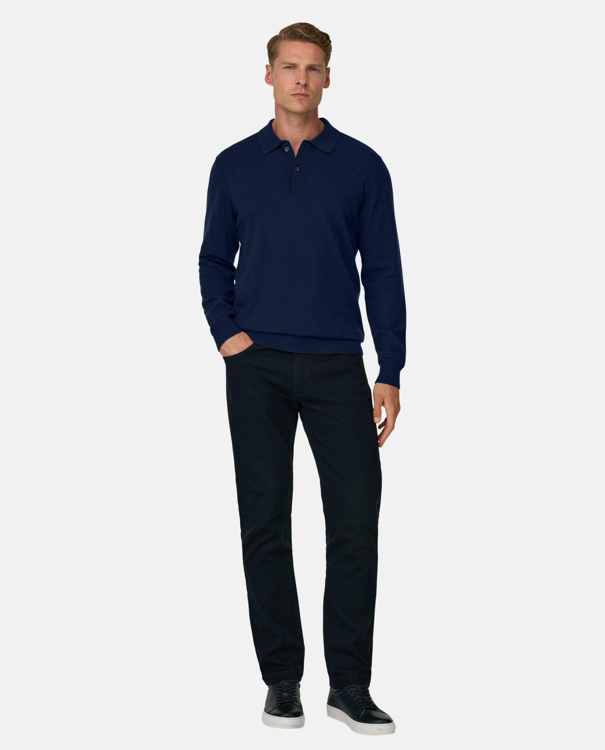 Imagen 2 de Polo de punto en mezcla de cashmere - Boggi Milano - Azul marino Azul marino