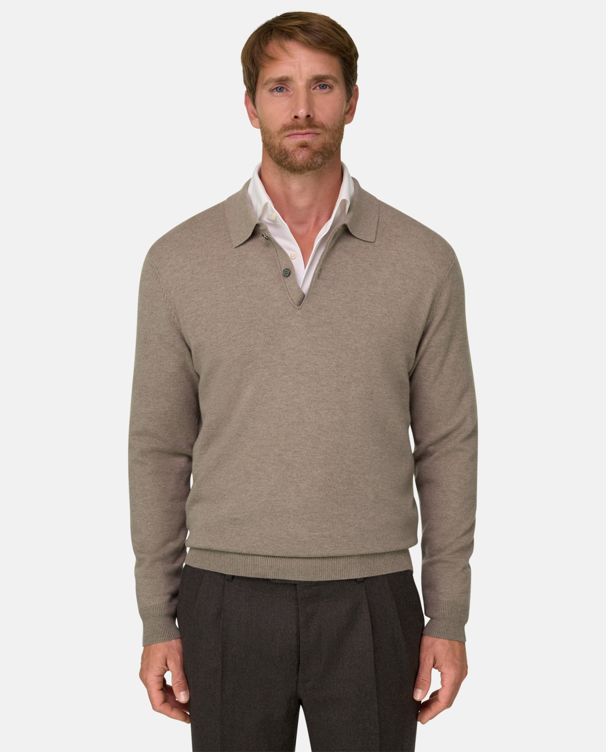 Imagen 1 de Polo de punto en mezcla de cashmere - Boggi Milano - Topo Topo