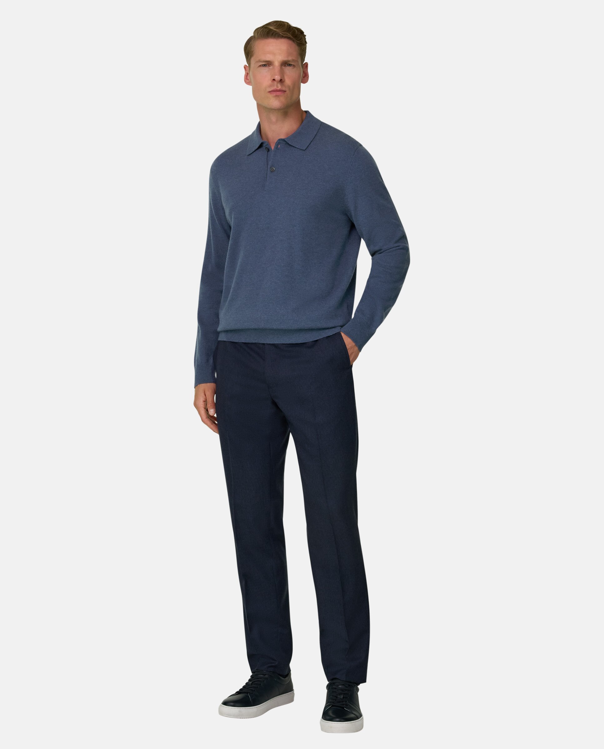 Imagen 2 de Polo de punto en mezcla de cashmere - Boggi Milano - Índigo Índigo