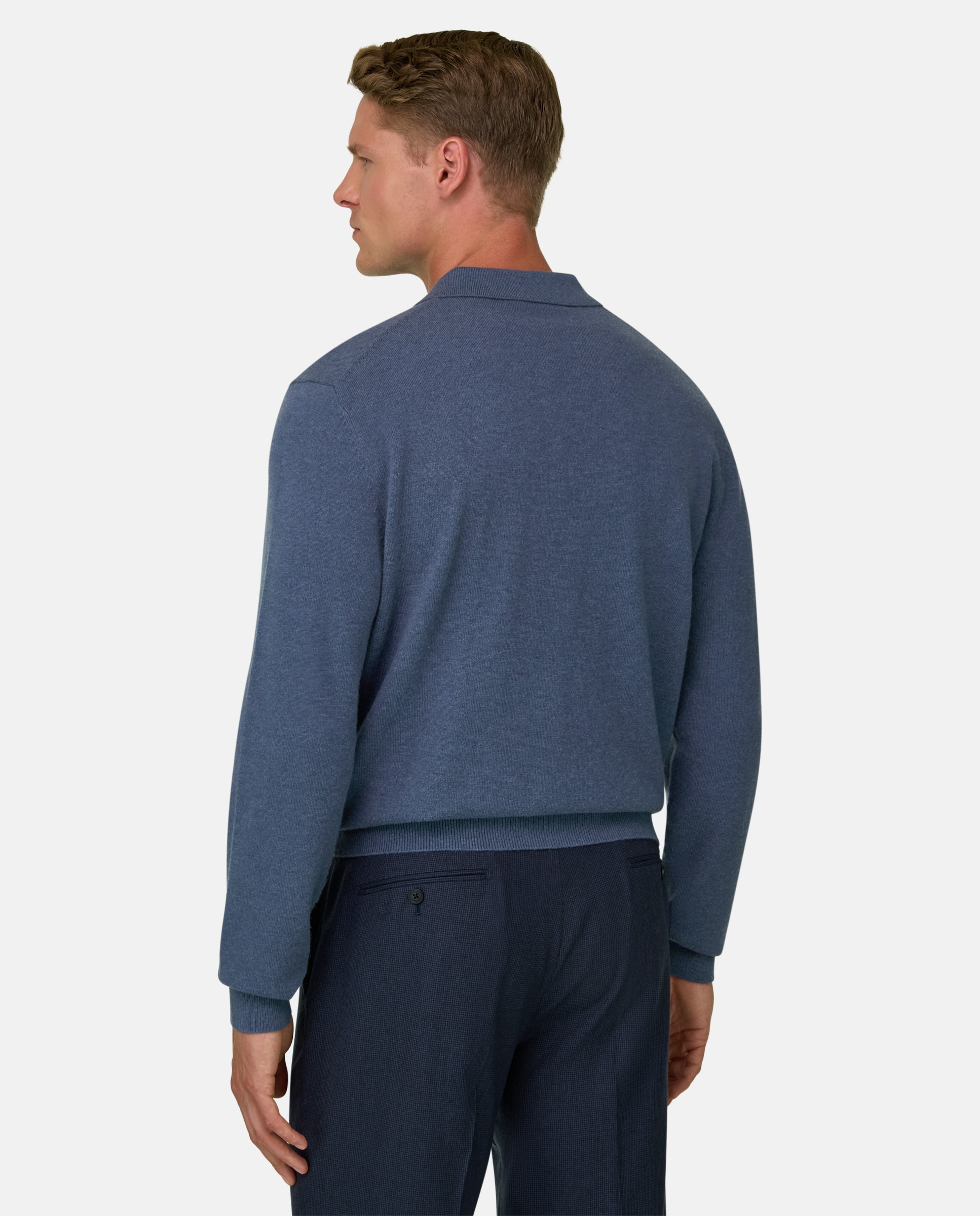 Imagen 3 de Polo de punto en mezcla de cashmere - Boggi Milano - Índigo Índigo