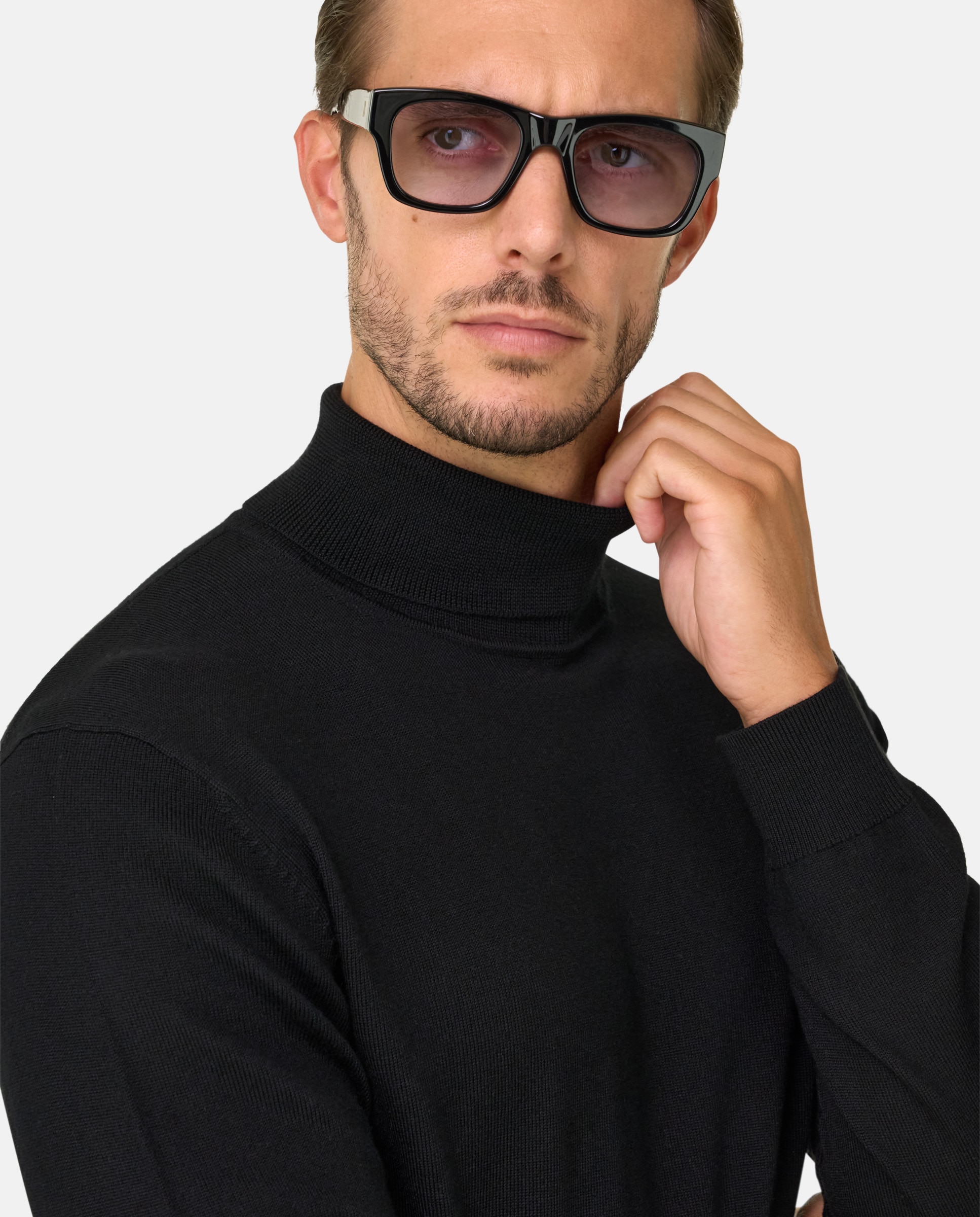 Imagen 4 de Jersey con cuello alto de lana merino - Boggi Milano - Negro Negro