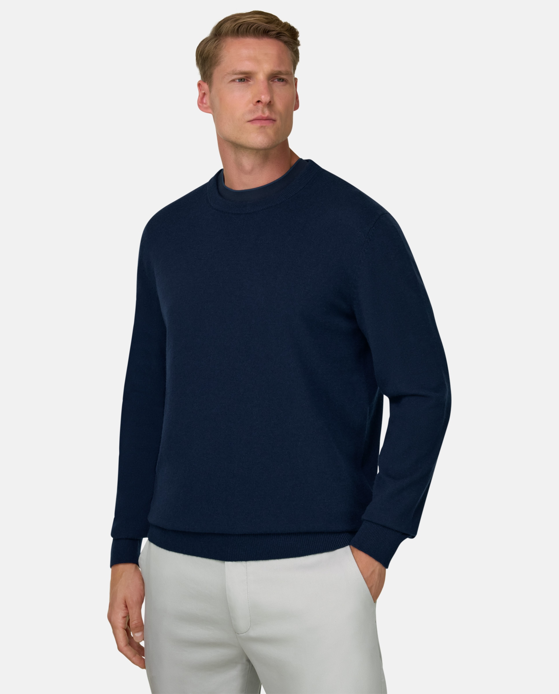 Imagen 1 de Jersey de cuello redondo en mezcla cashmere - Boggi Milano - Azul marino Azul marino