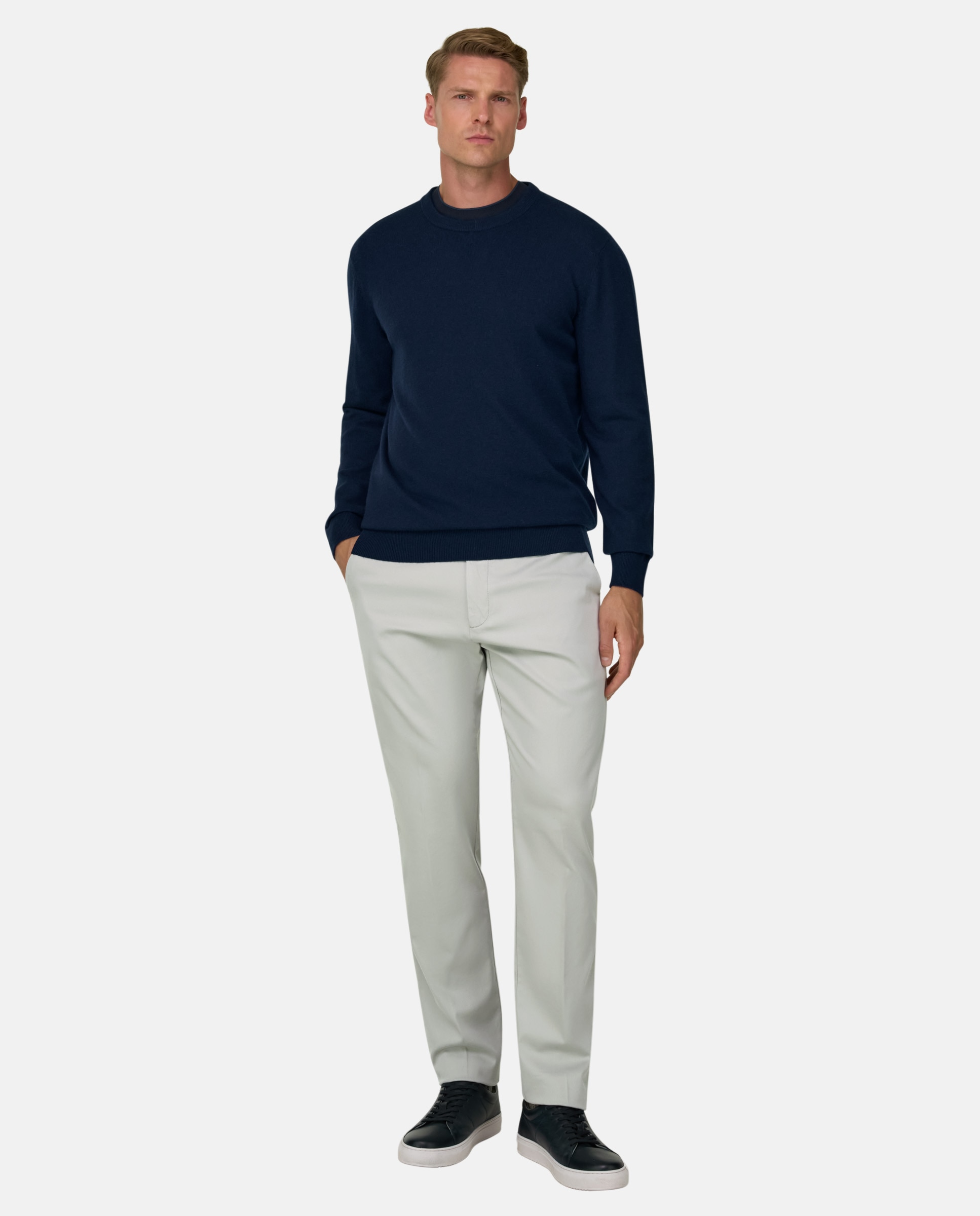 Imagen 2 de Jersey de cuello redondo en mezcla cashmere - Boggi Milano - Azul marino Azul marino