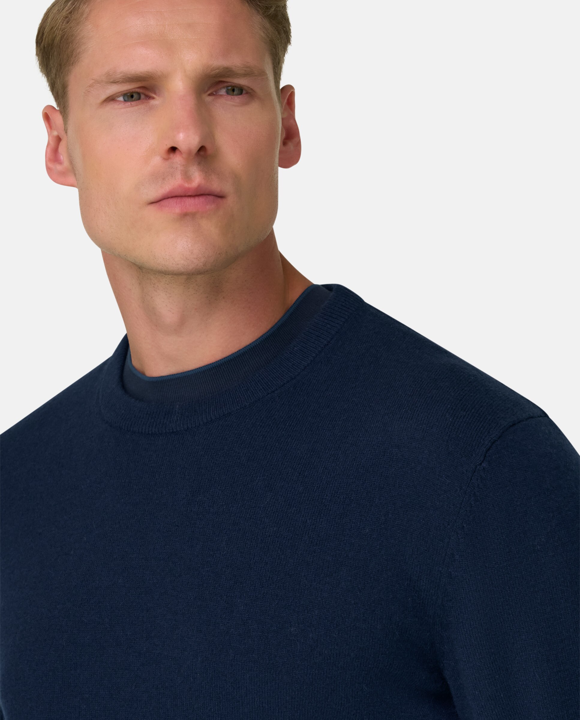 Imagen 4 de Jersey de cuello redondo en mezcla cashmere - Boggi Milano - Azul marino Azul marino