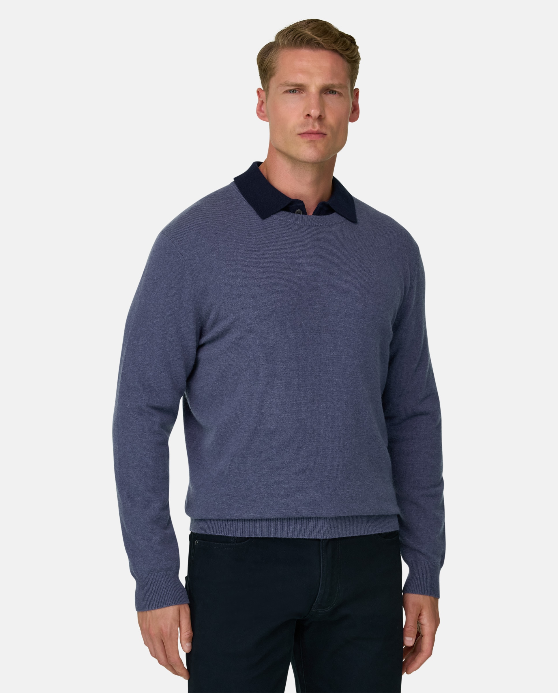 Imagen 1 de Jersey de cuello redondo en mezcla cashmere - Boggi Milano - Azul índigo Azul índigo